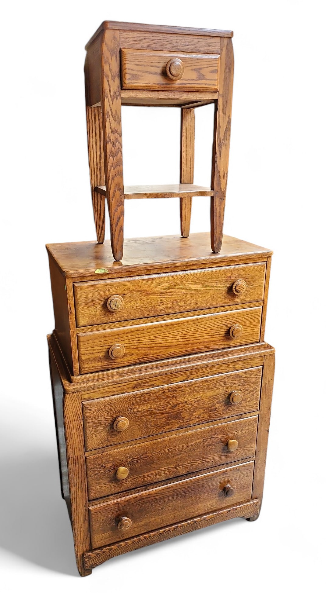 Art Deco Style Oak Chest on Chest & Nightstand. (1 of 3)