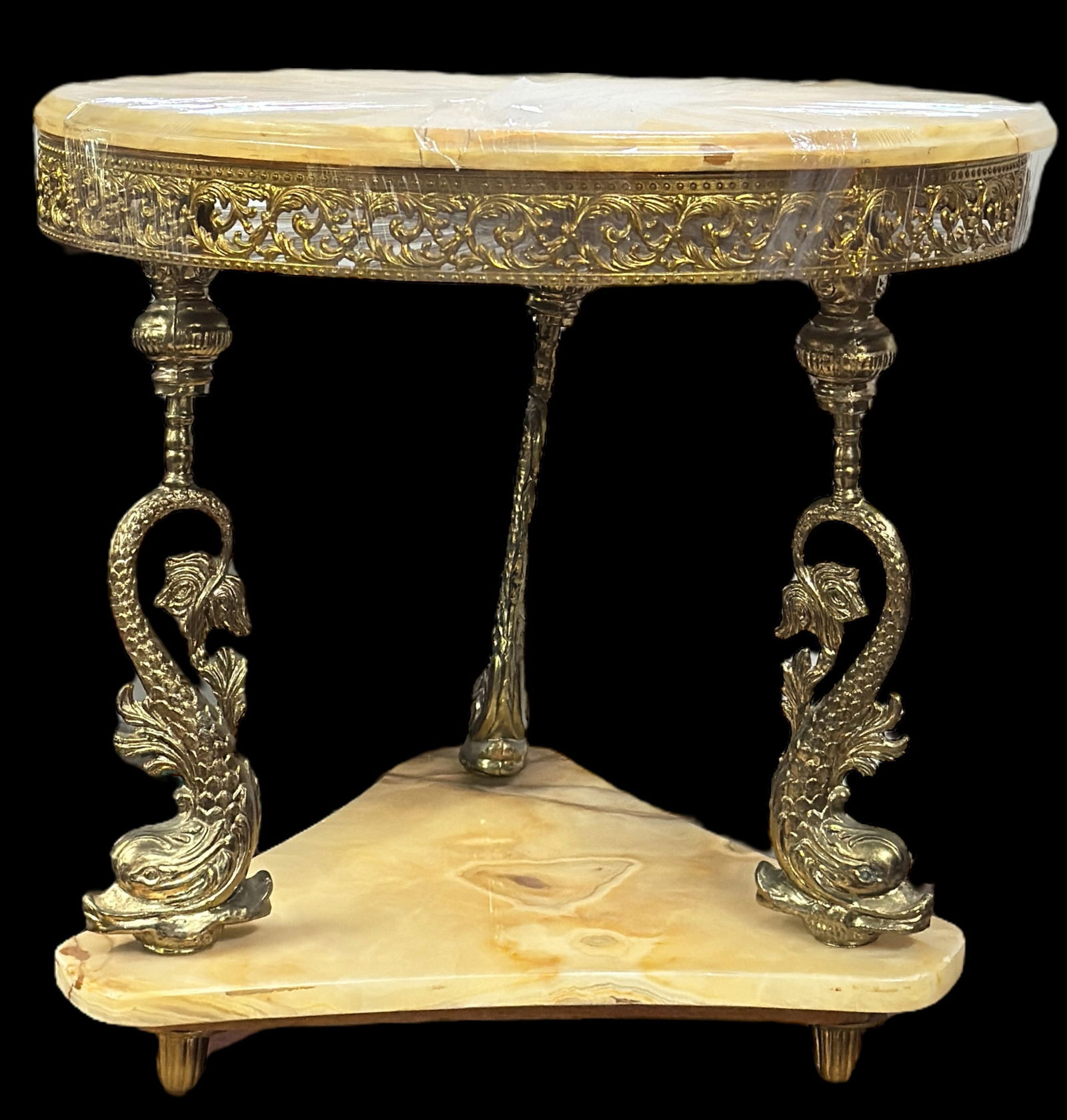 Continental Onyx & Metal Dolphin Side Table. (1 of 2)