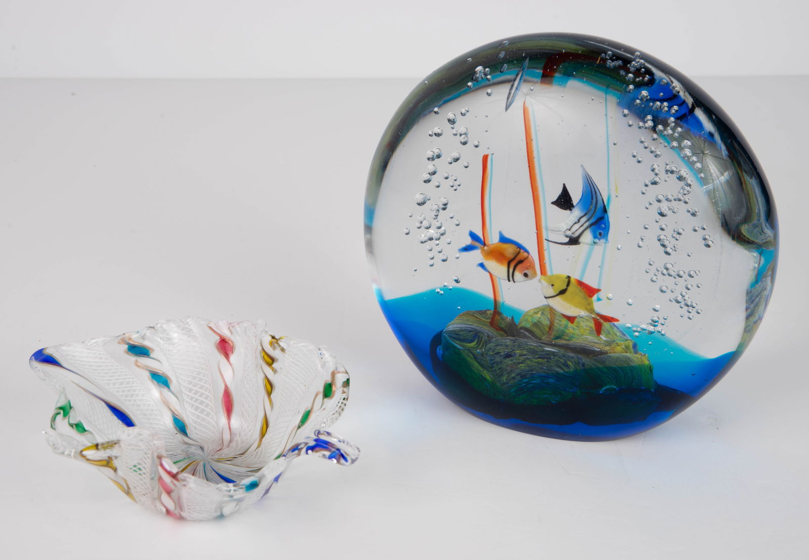 Lot of 2 Murano Glass Pcs.- Latticino Dish, etc. (1 of 4)