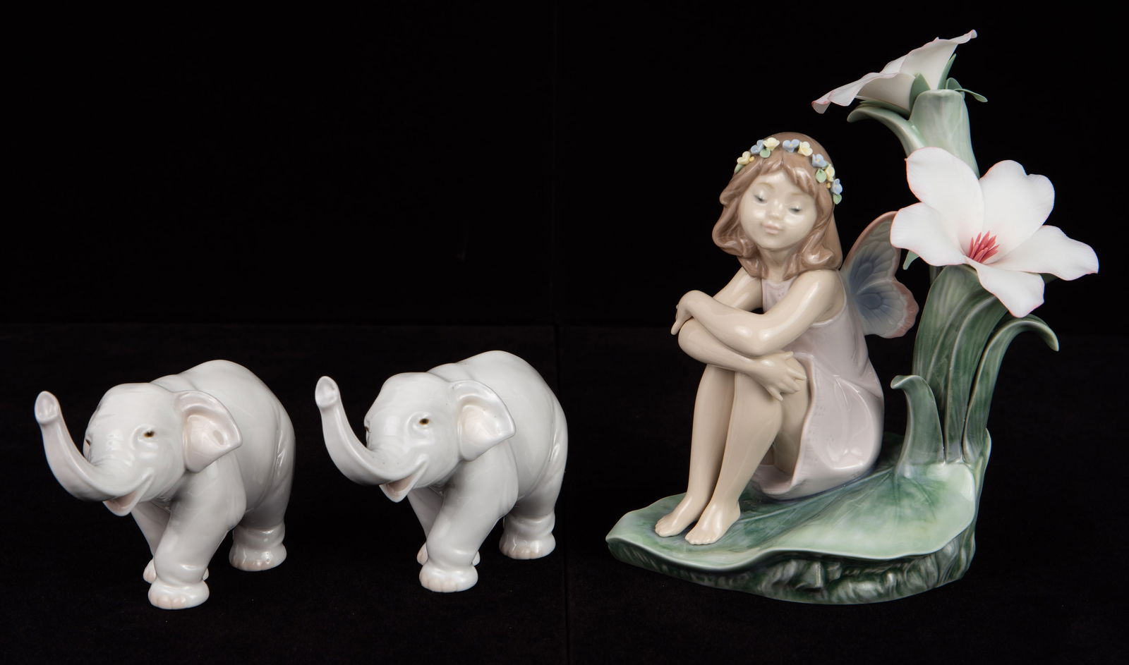 Lot of 3 Lladro Figurines - Elephants & Fairy. (1 of 8)