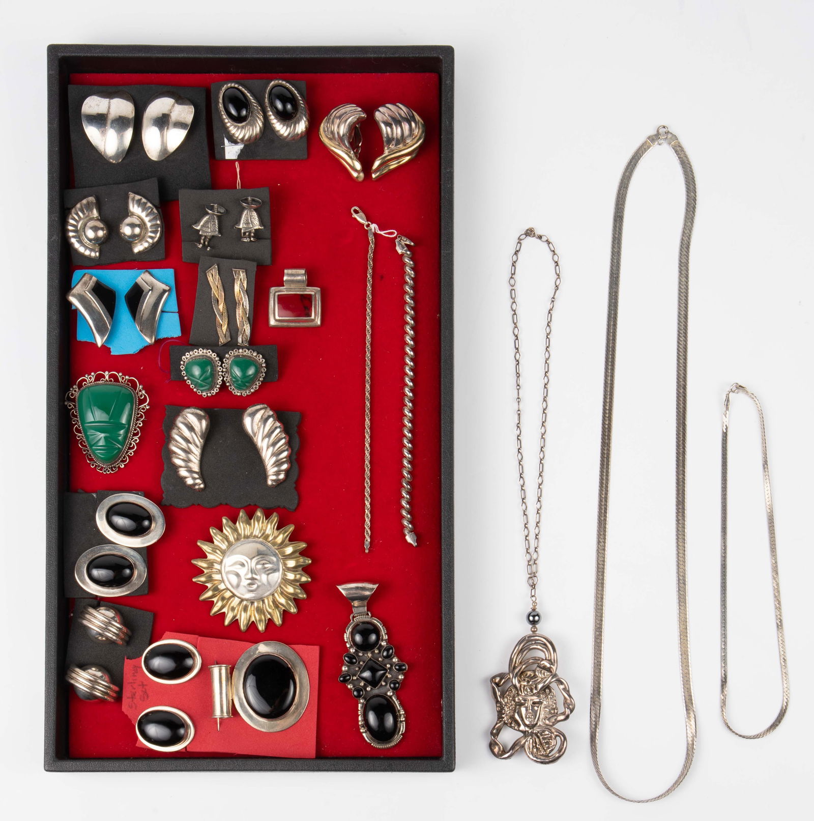 Lot of Assorted Silver Jewelry, some Mexican. (1 of 10)