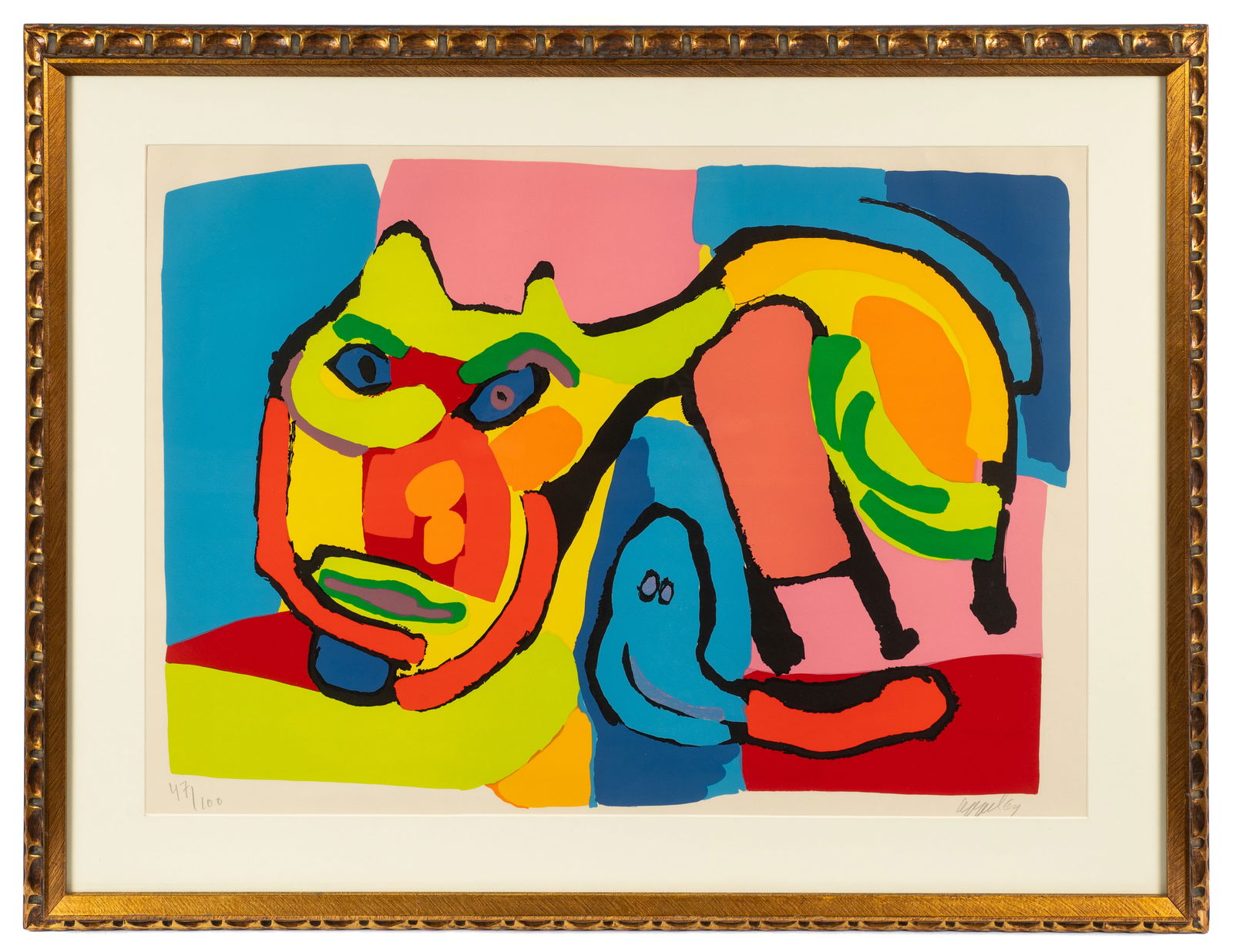 Signed Abstract Cat Lithograph, Karel Appel (1 of 5)