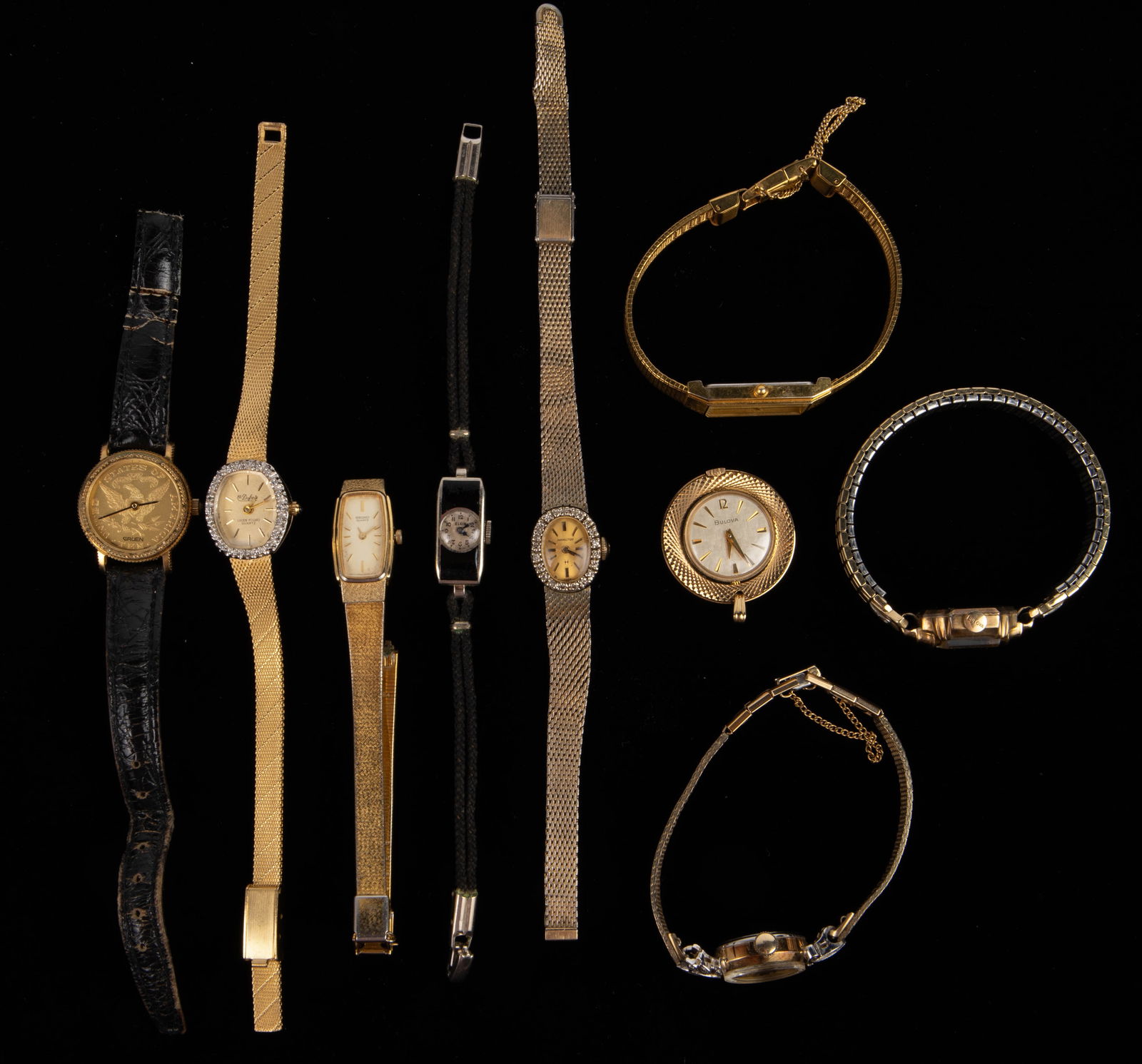 9 Vintage Ladies' Watches inc. 14K Gold, Diamond. (1 of 18)