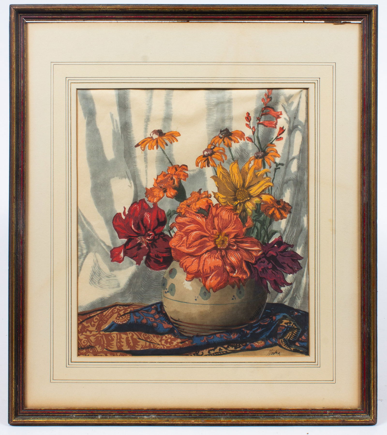 Floral Still Life Woodcut, Hugo Noske. (1 of 5)