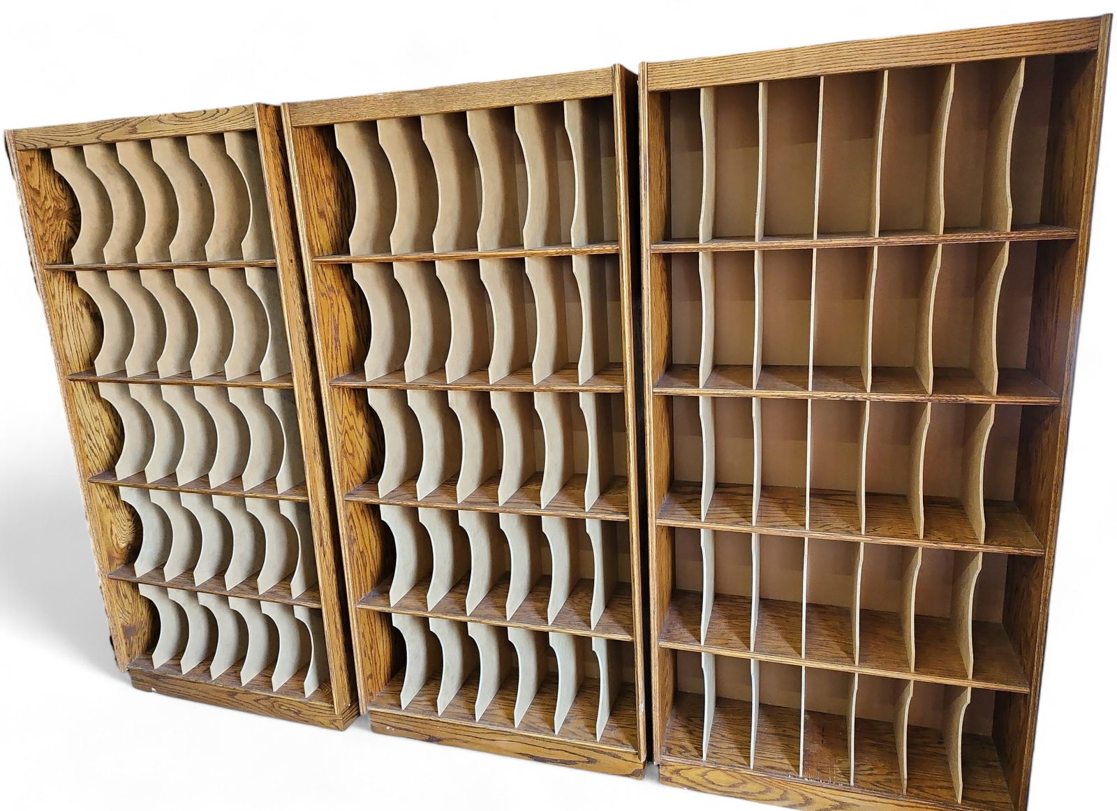 Set of Three Oak Record Album Shelving Units. (1 of 2)