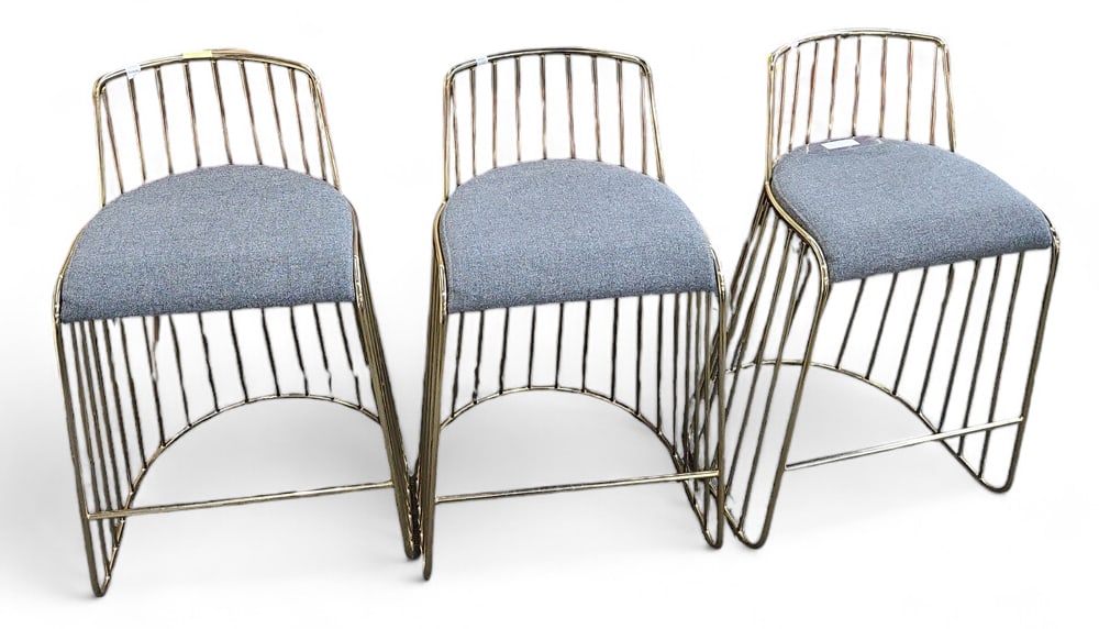 Set of 3 Reza Feiz Brass Barstools. (1 of 2)