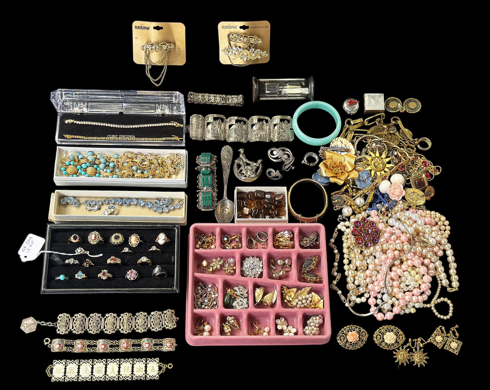 Lot: 10K Gold Ring, Costume Jewelry, some Silver. (1 of 3)
