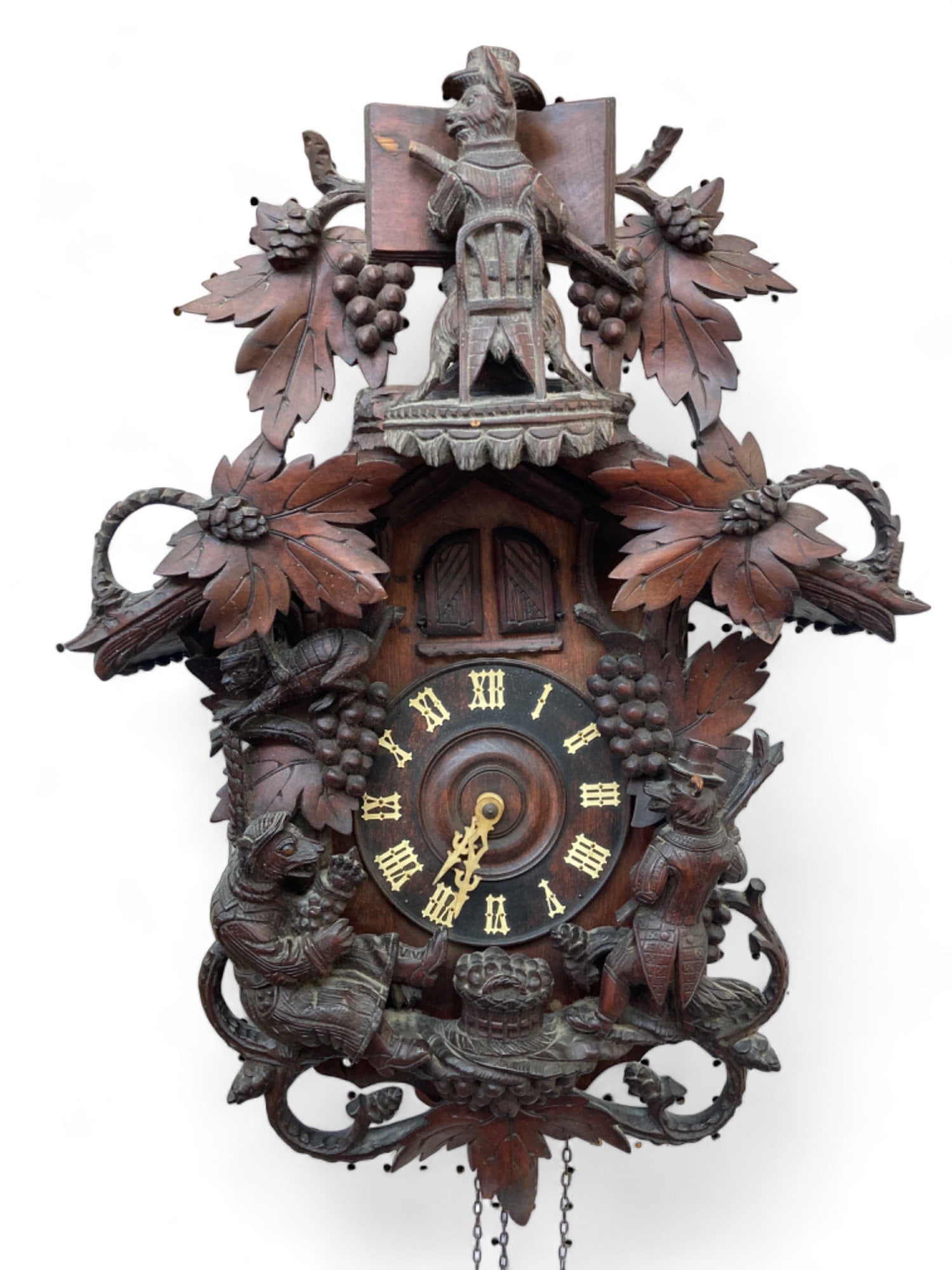 Ornately Carved Black Forest Wall Clock. (1 of 8)