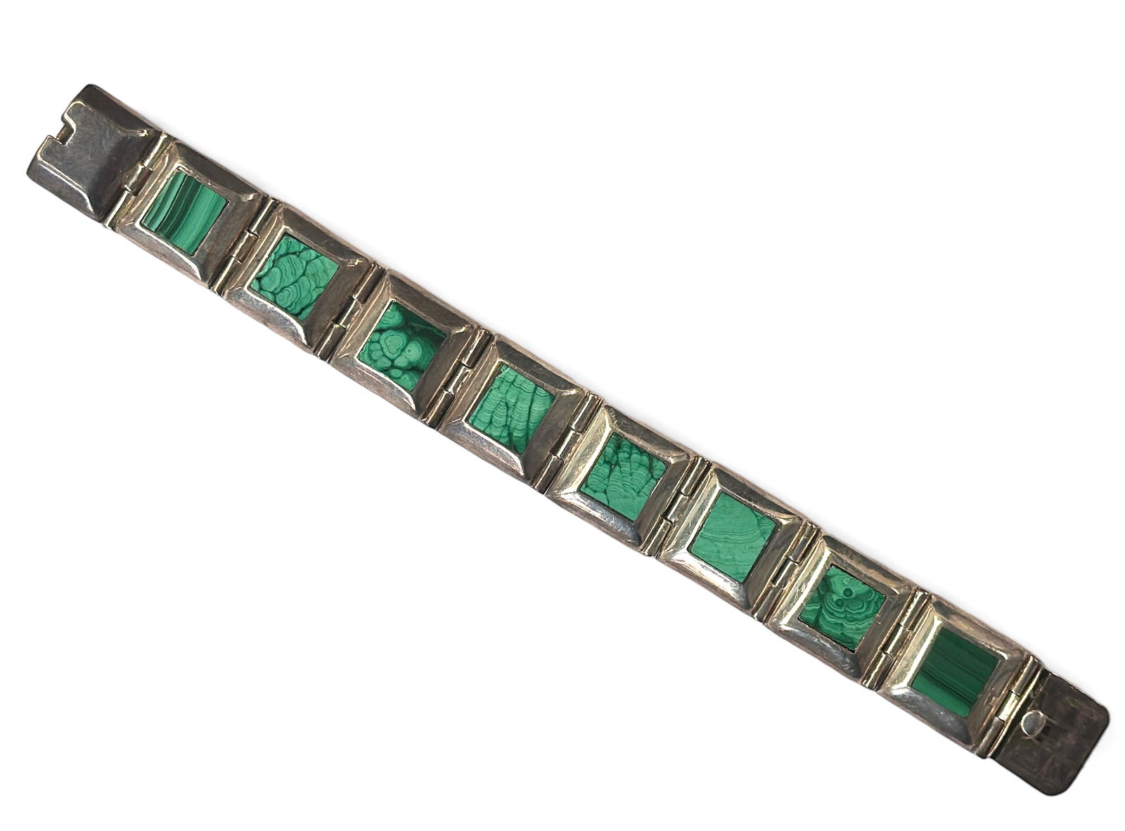 Mexican Sterling Silver & Malachite Bracelet. (1 of 3)