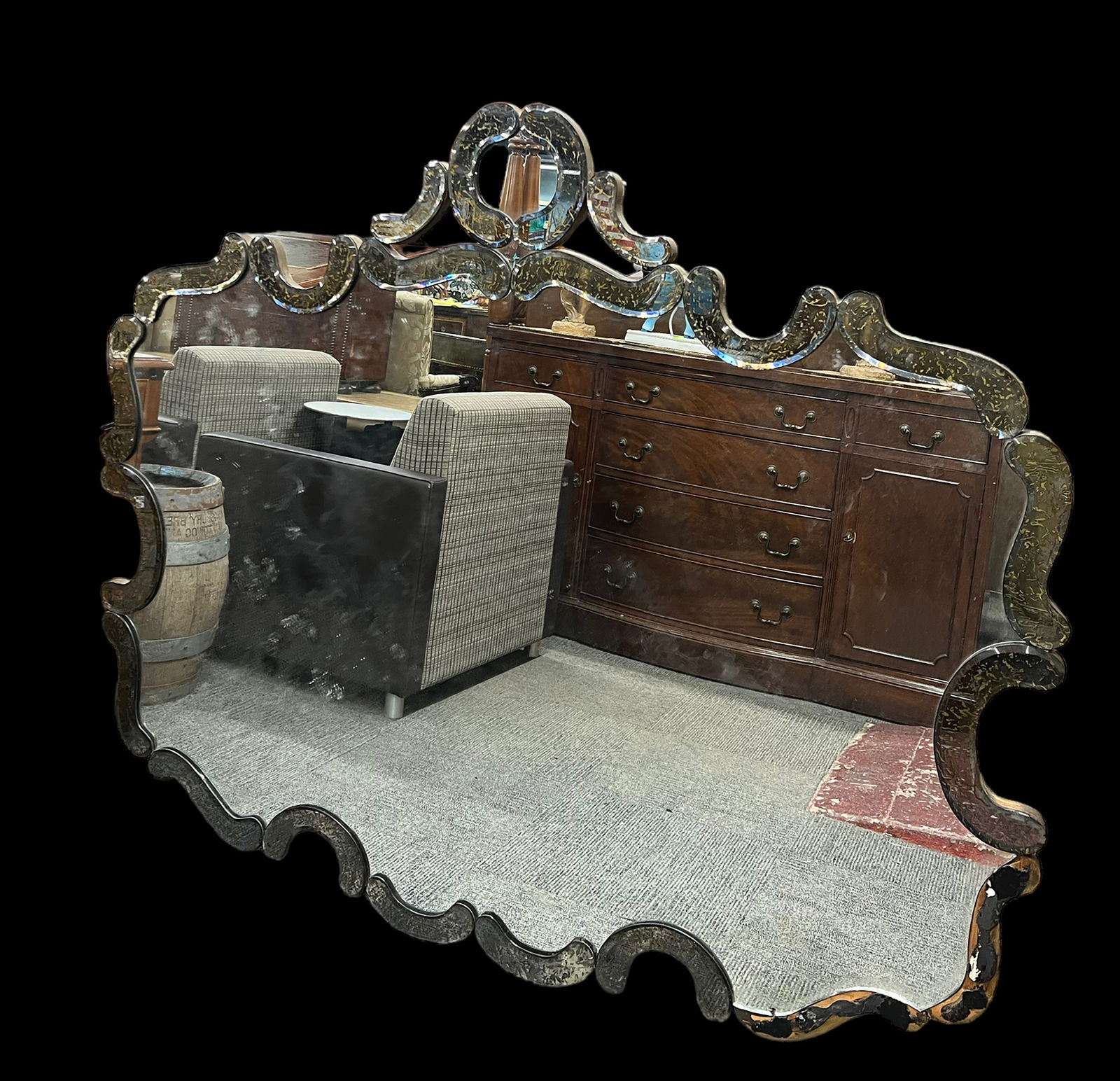 Large Bevelled Venetian Style Mirror. (1 of 1)
