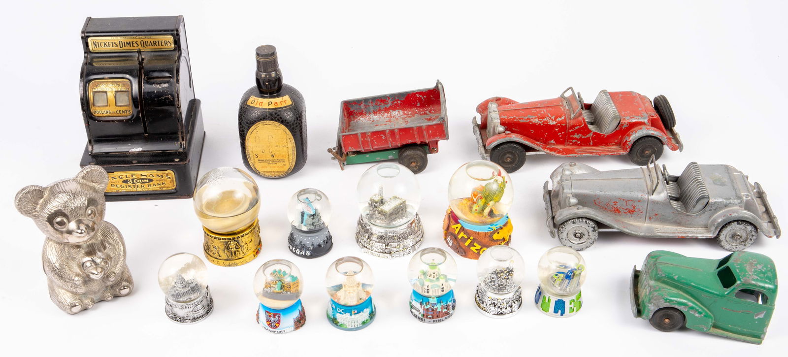 Lot: Snowglobes, Vintage Banks, Hubley Cars, etc. (1 of 5)