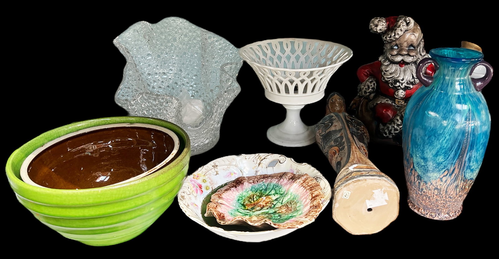 Lot of Pottery & Art Glass - Majolica, Etc. (1 of 4)