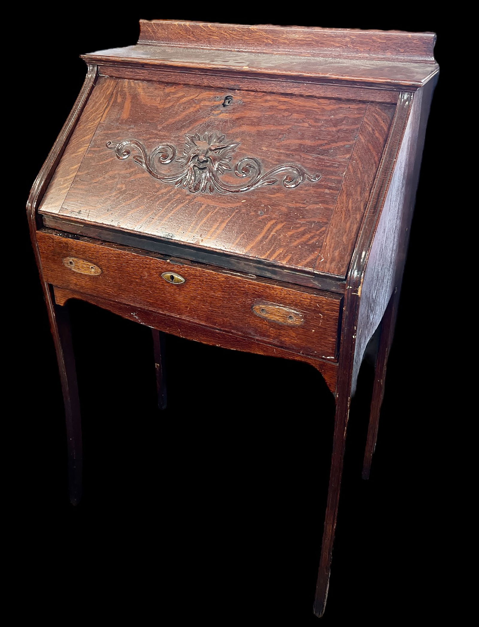 Antique Oak Dropfront Desk. (1 of 3)