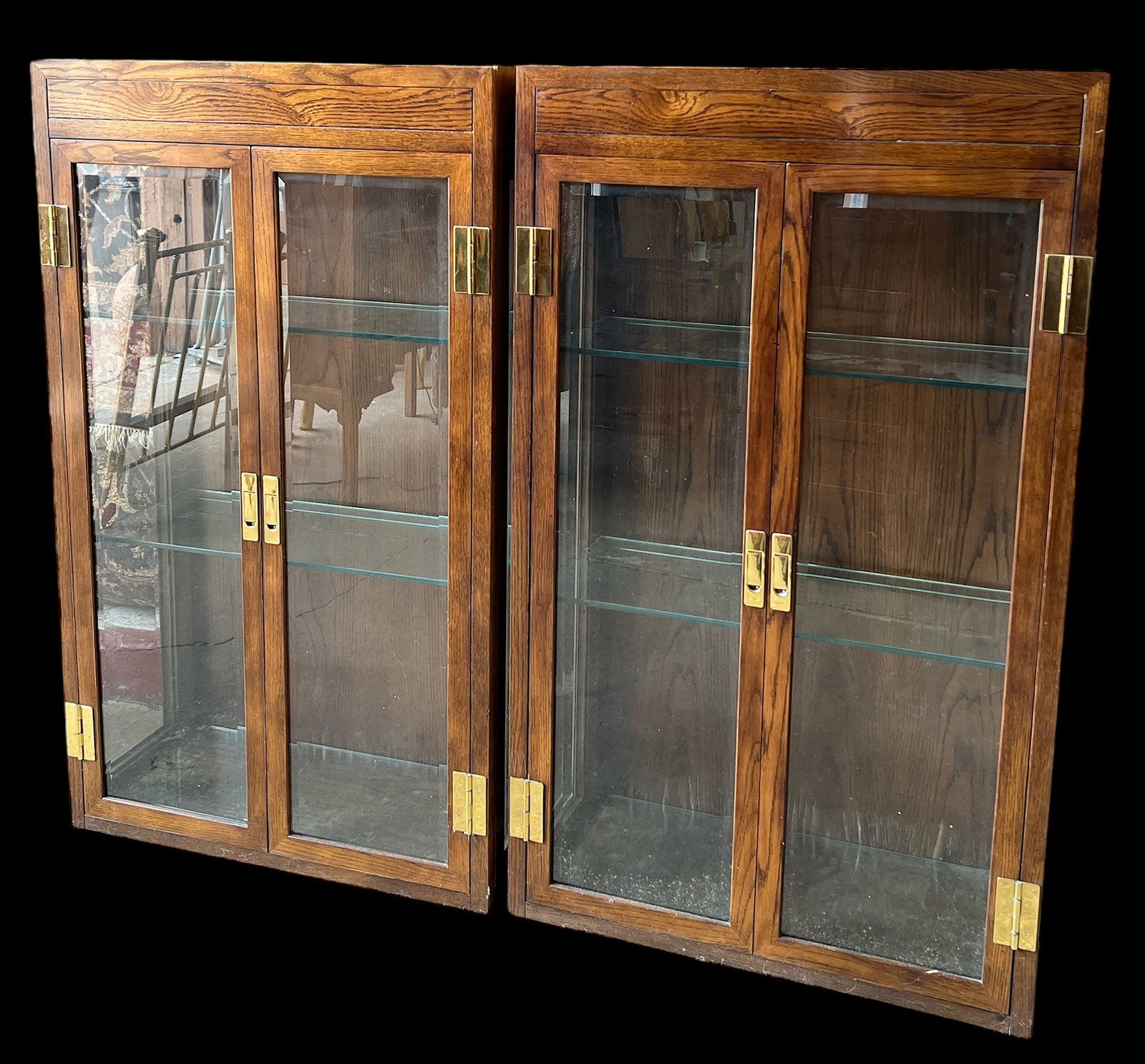 Pair of Henredon ? Campaign Style Display Cases. (1 of 3)
