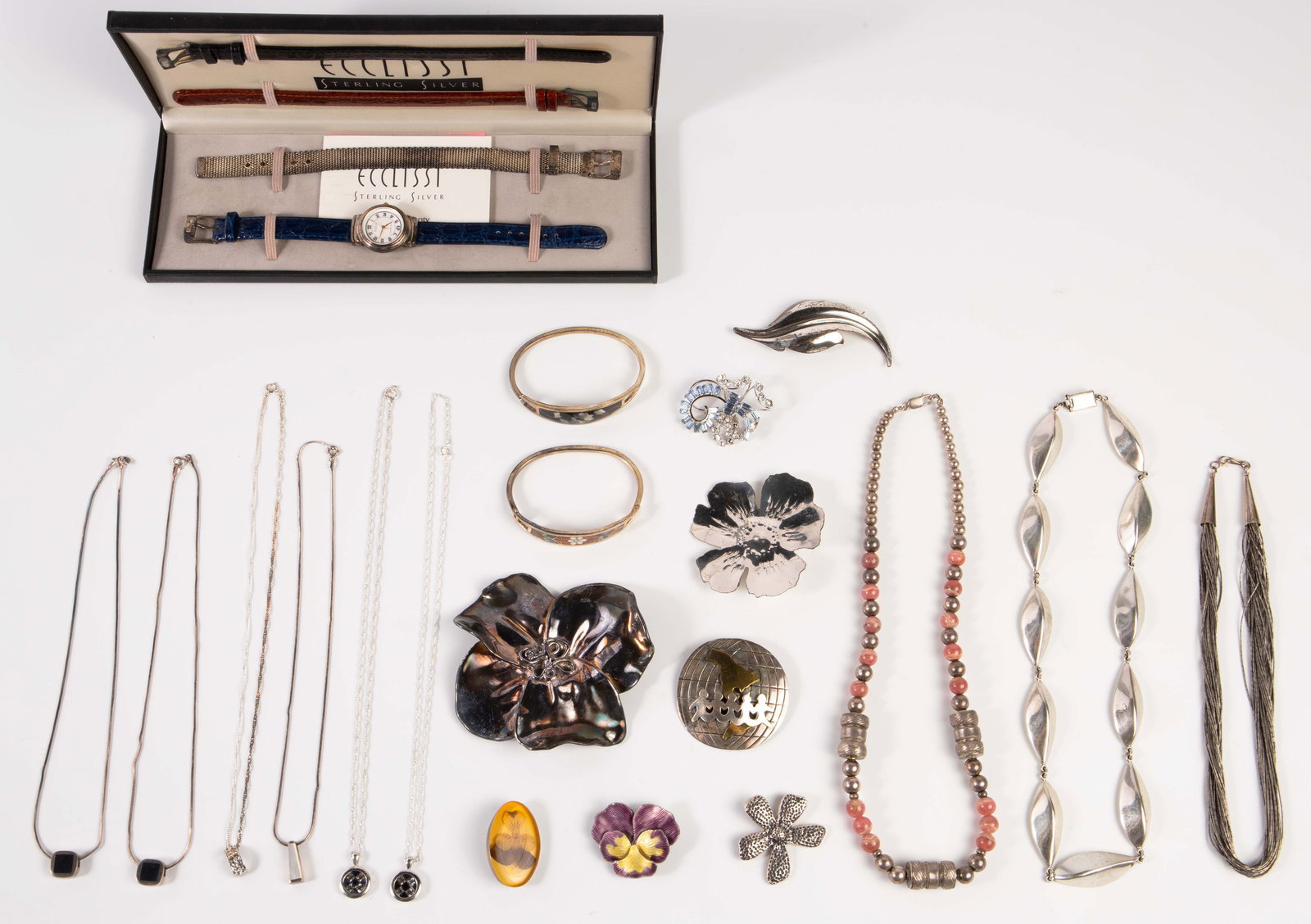 Lot of Sterling Silver Jewelry & Ecclissi Watch. (1 of 6)