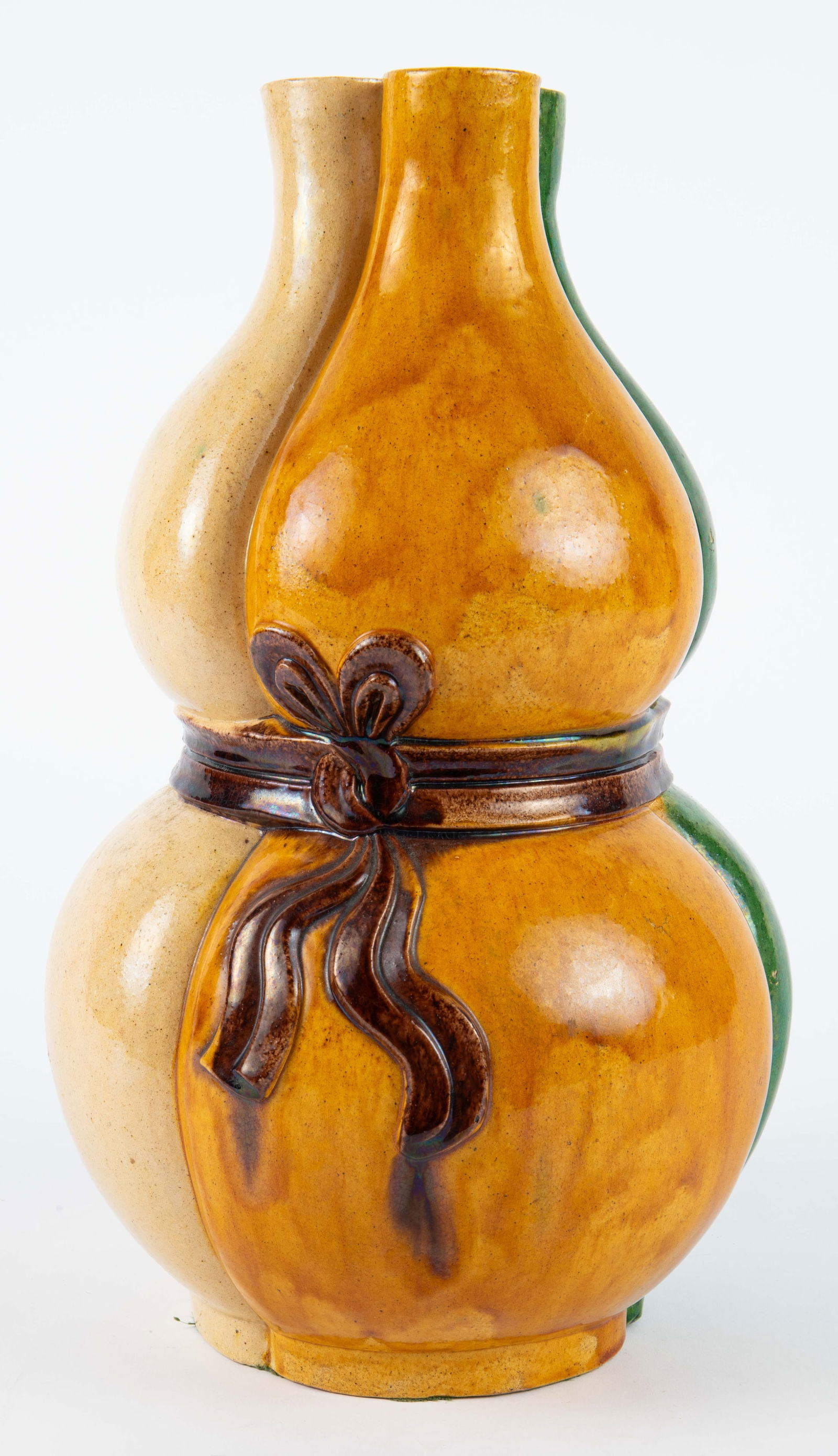 Chinese Ceramic Double Gourd Triple Neck Vase. (1 of 5)