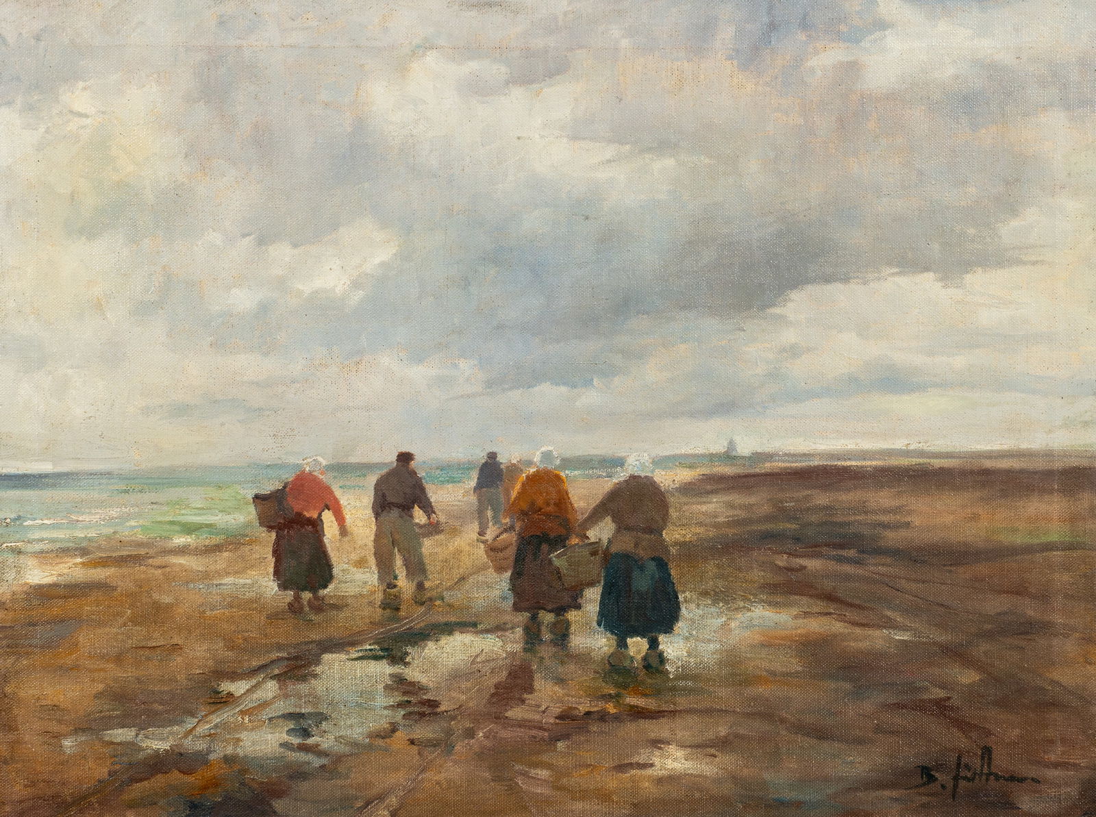 Beach Scene, Painting by Bruno Juttner. (1 of 5)