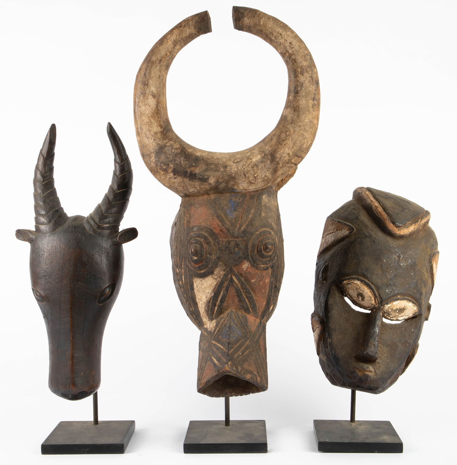 Lot of 3 African Masks - Bobo, Bini, & Guro. (1 of 6)
