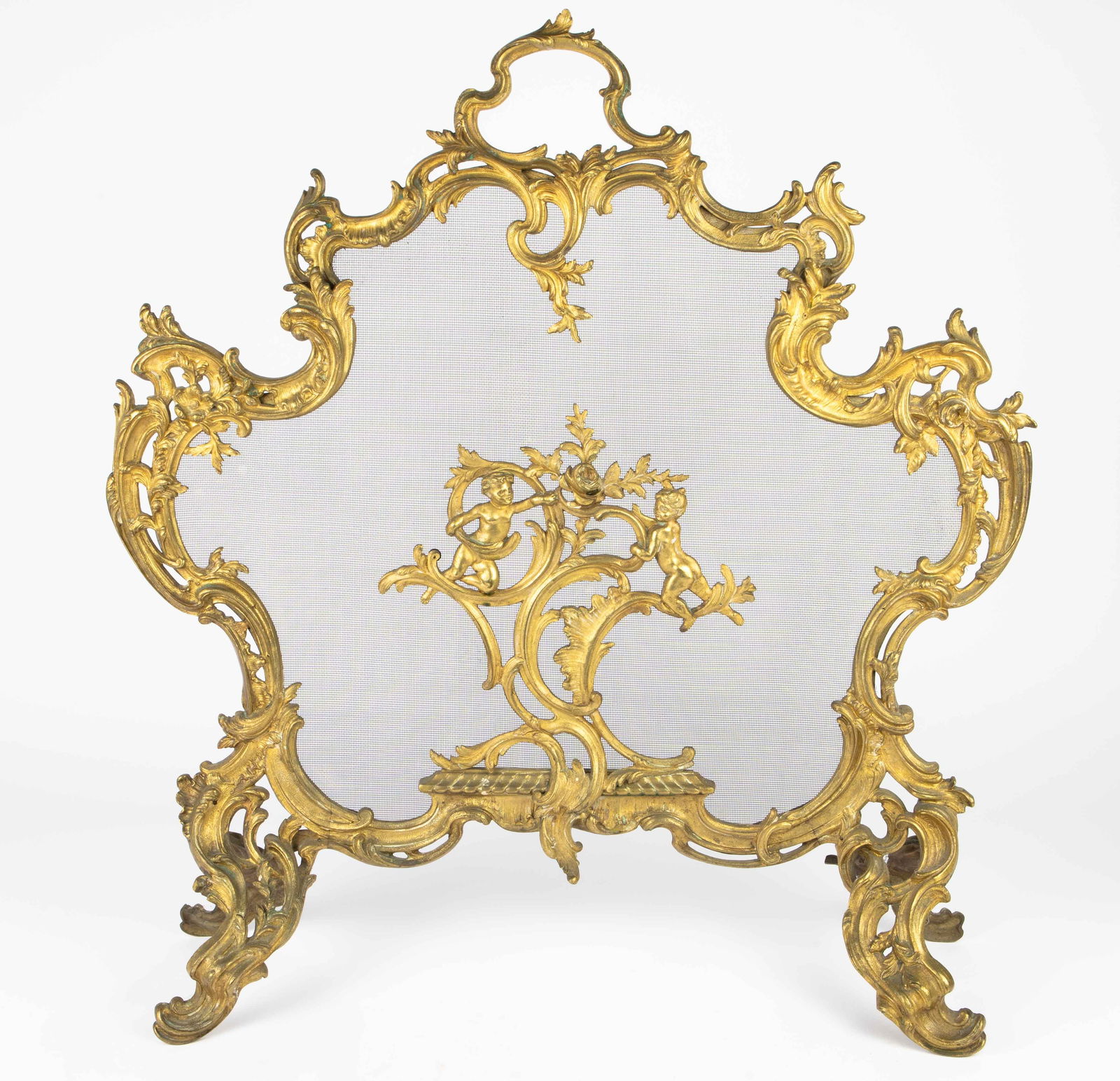 Ornate Rococo Style Gilded Bronze Fireplace Screen (1 of 6)