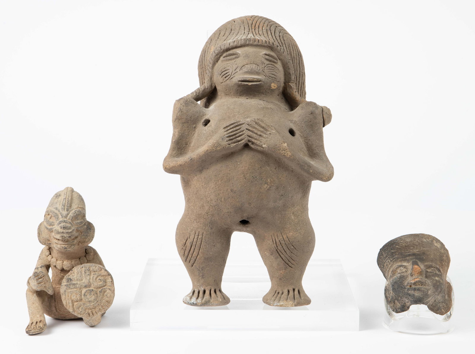 Lot of 3 Pre-Columbian ? Pottery Figures. (1 of 9)