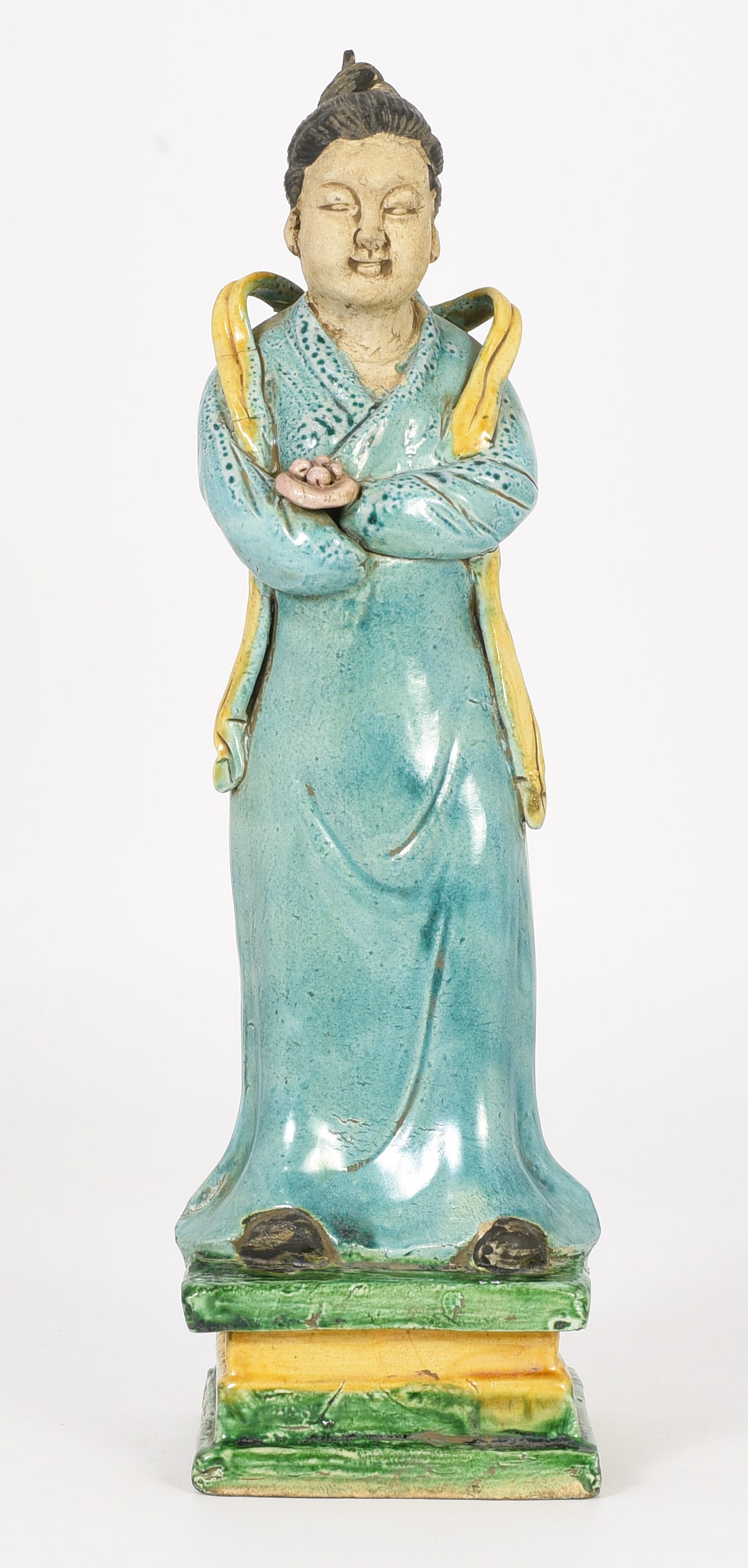 Green Sancai Glaze Chinese Tomb Attendant Figure. Auction