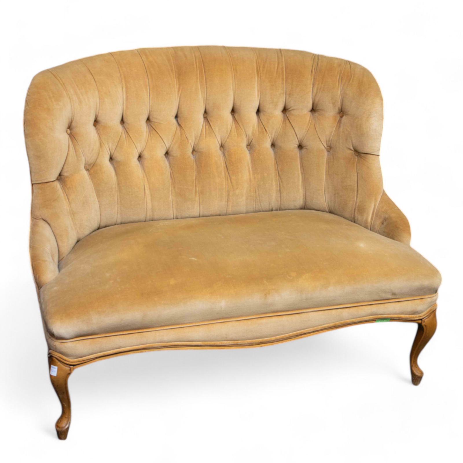 Beige Upholstered Loveseat. (1 of 7)