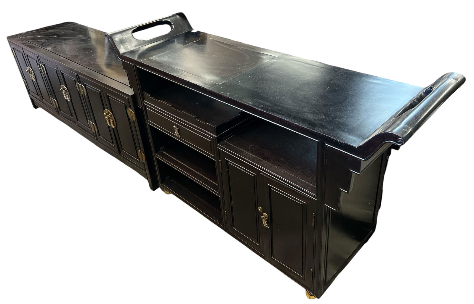 Asian Ebonized Server and Long Low Cabinet. (1 of 1)