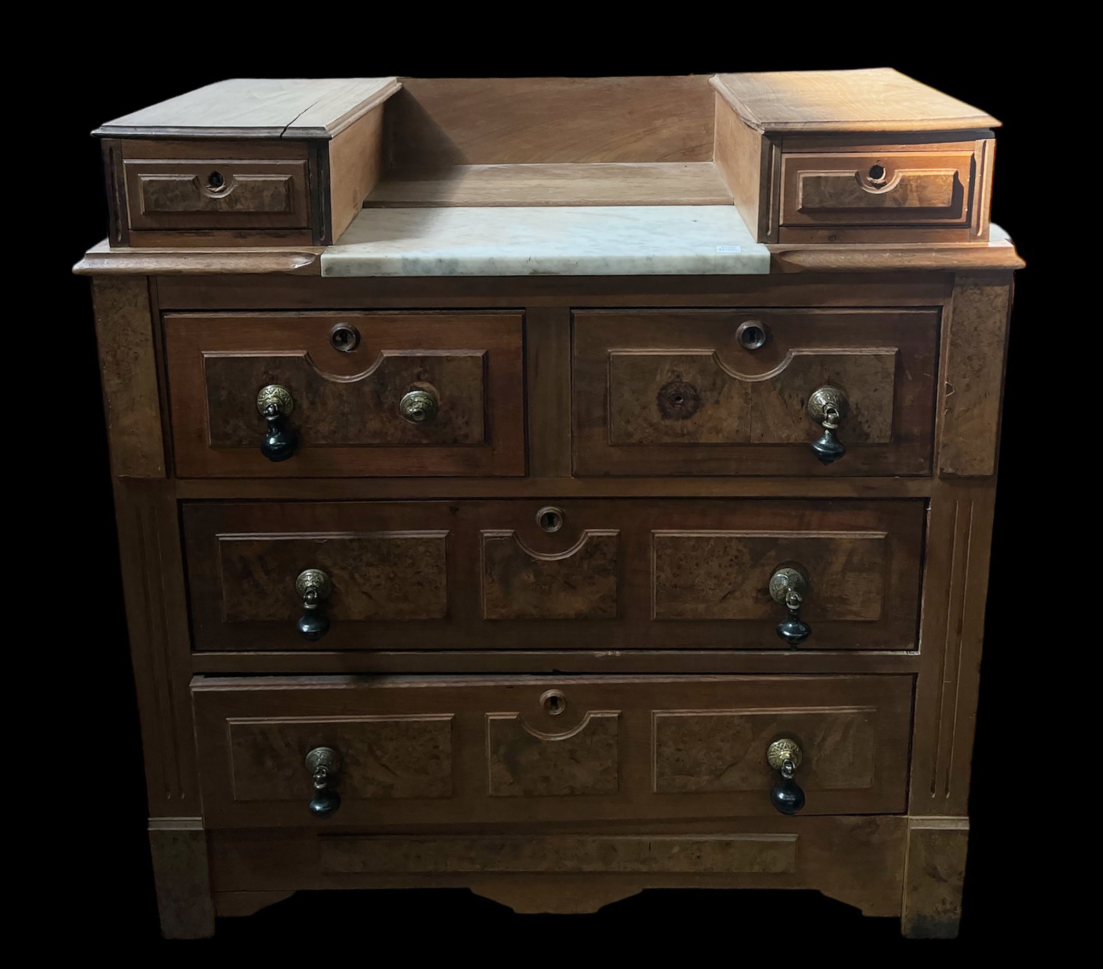 Victorian Eastlake Marble Top Walnut Chest. (1 of 2)
