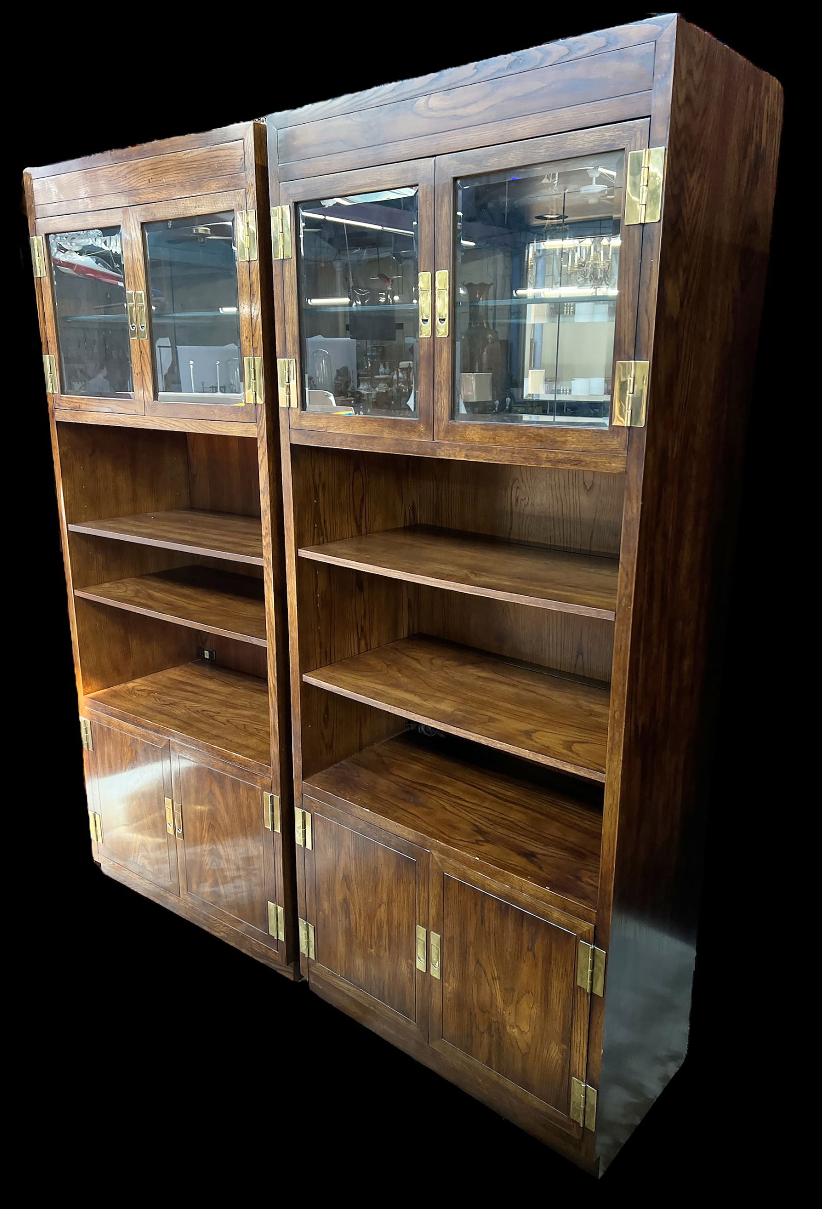 Pair of Henredon Wood & Glass Bookcases / Cabinets (1 of 1)