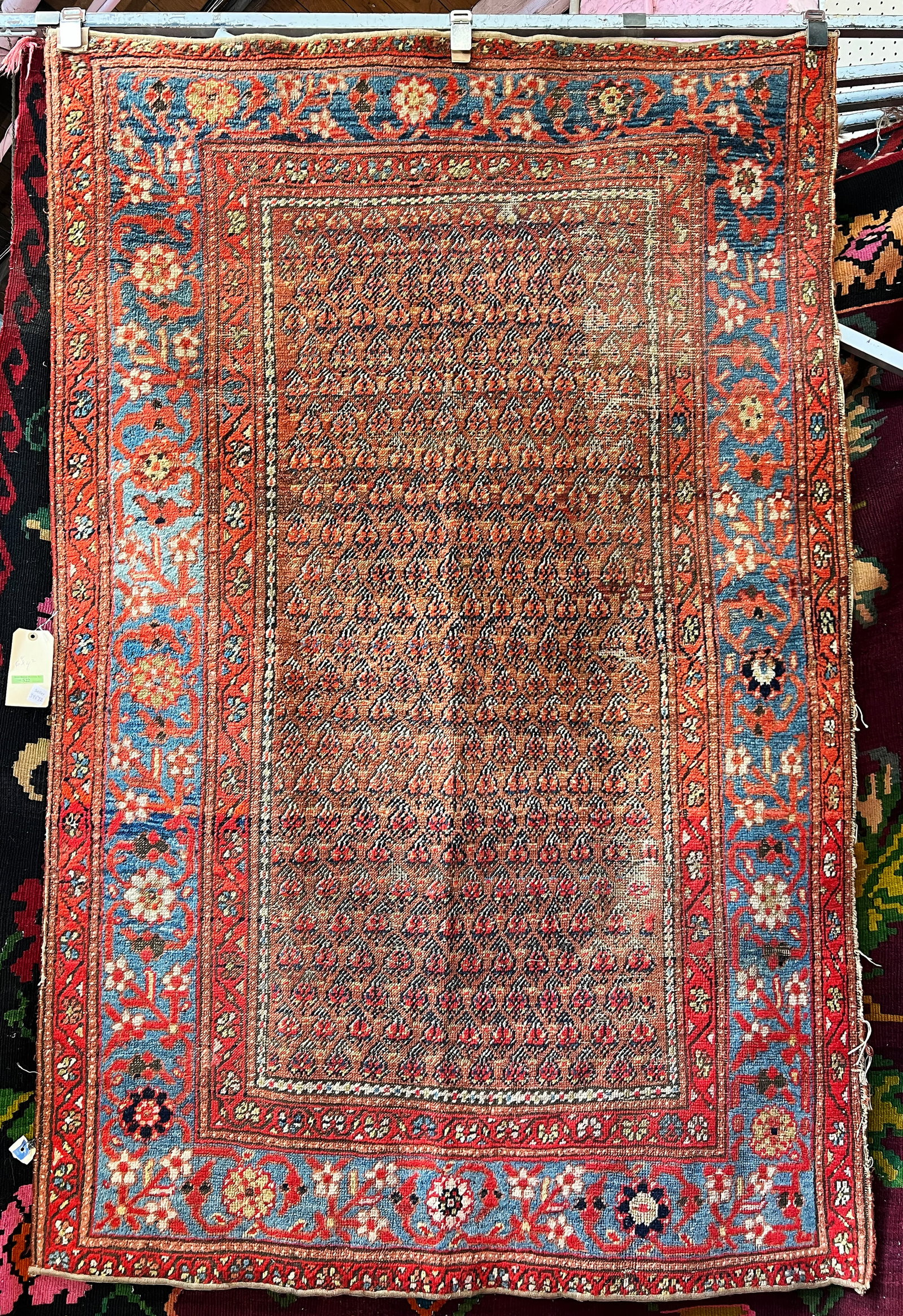 4' 2" x 6' 4" Persian Rug, AS IS.: The rug has been shortened on the ends, cutting of the border on each end. Otherwise, it looks to be in overall good condition. In-house Shipping is Available for this Rug. Please see our website for