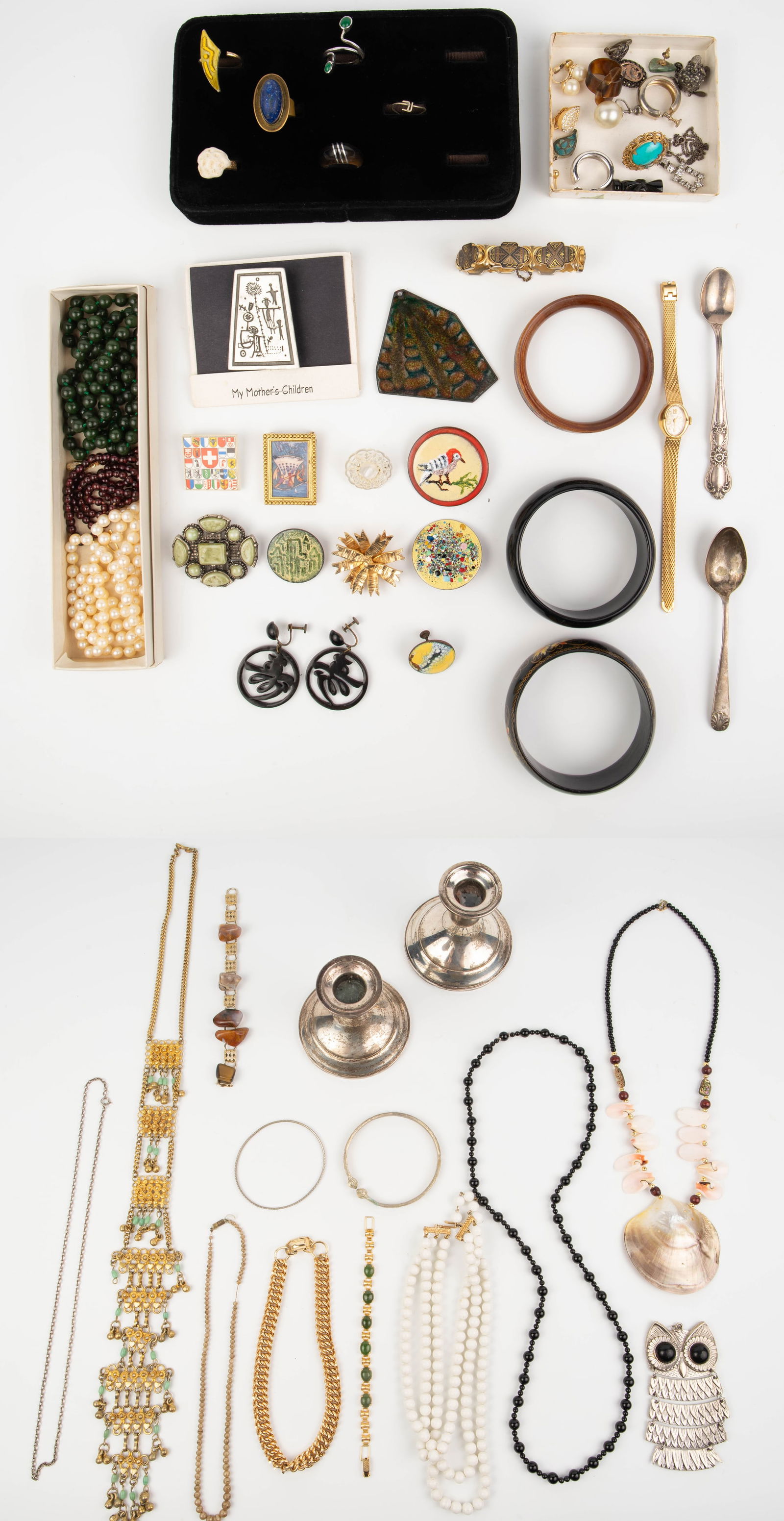 Lot Vintage Costume Jewelry - Designers, Jade, 925 (1 of 9)