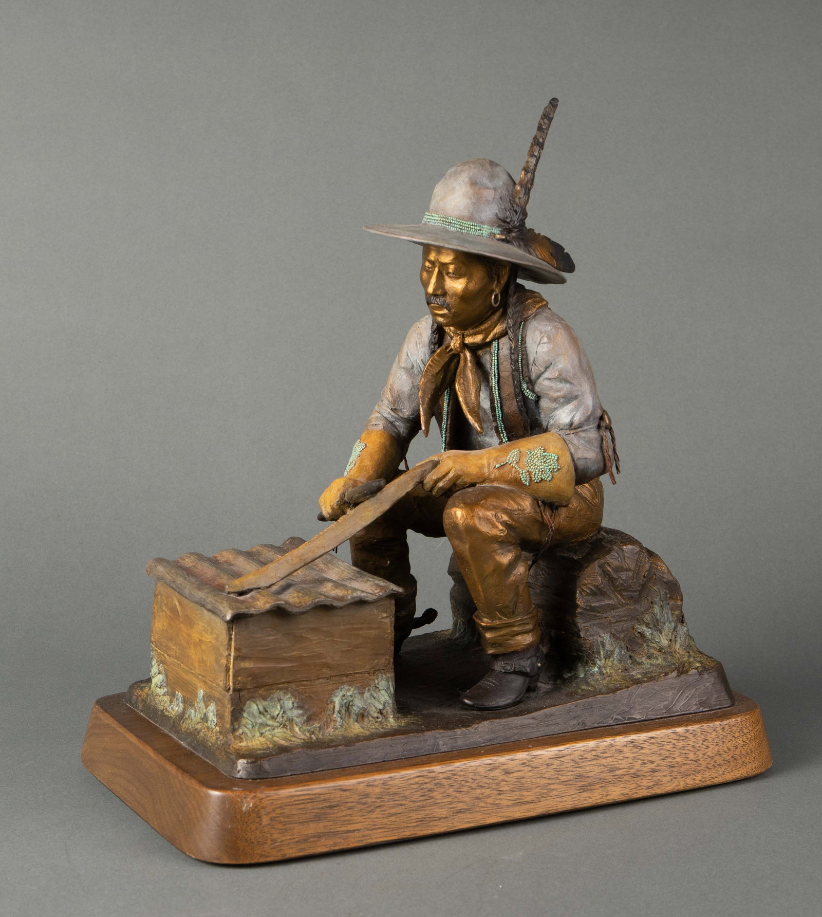 Oreland Joe Polychrome Bronze of Indian Man. (1 of 7)