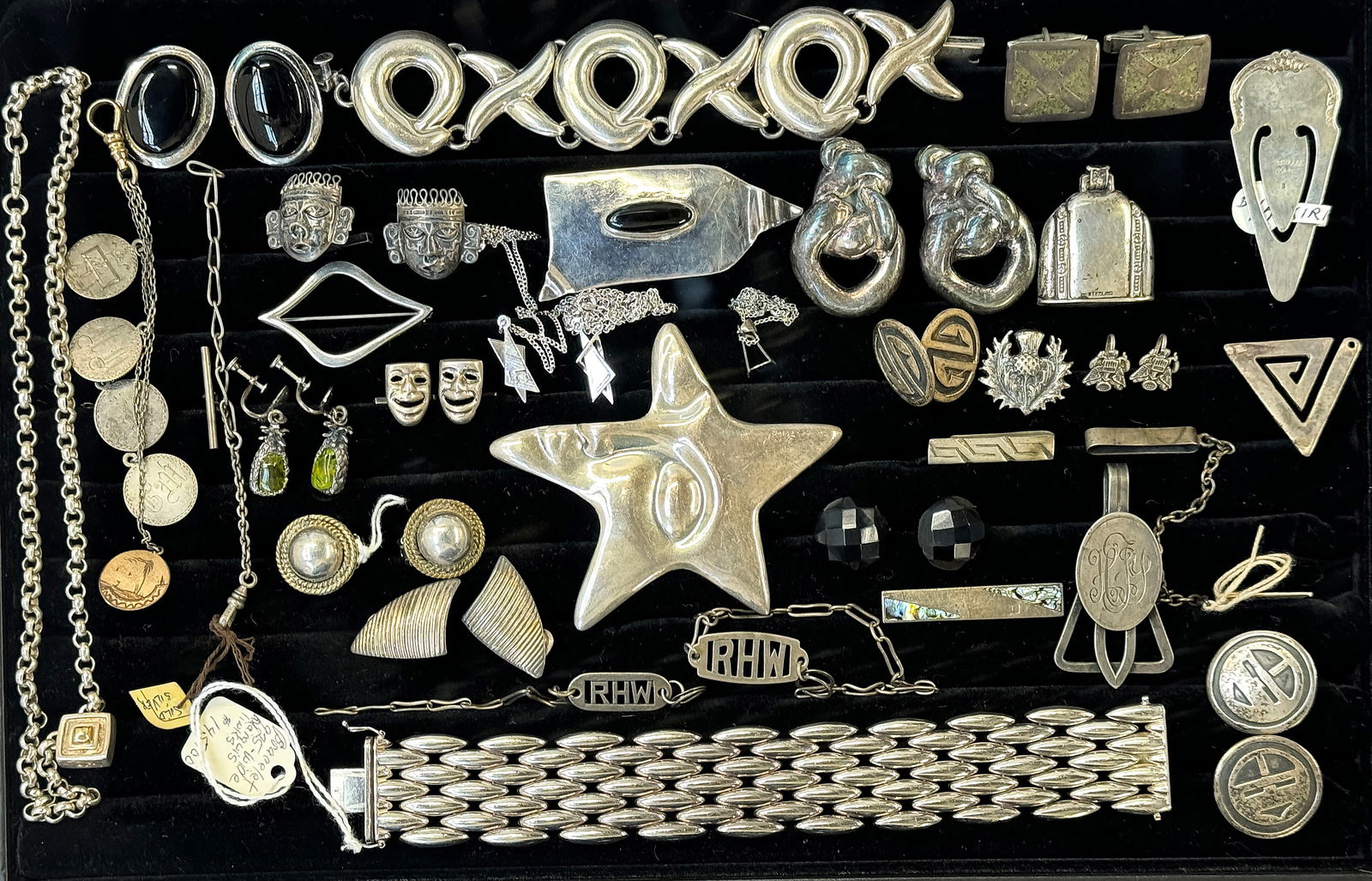 Lot of Sterling Jewelry - Cuff Links, Fobs, 80's. (1 of 3)