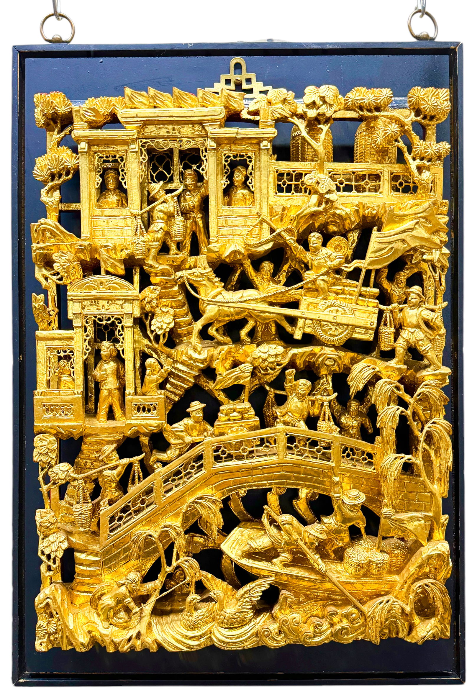 Chinese Carved Gilt Wood Plaque. (1 of 4)