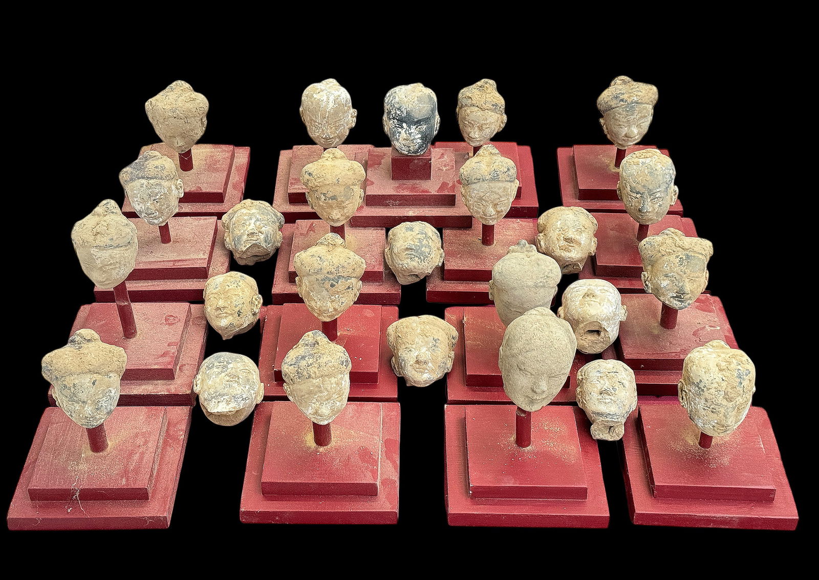 25 Chinese Terra Cotta Heads, Possibly Han Dynasty (1 of 5)