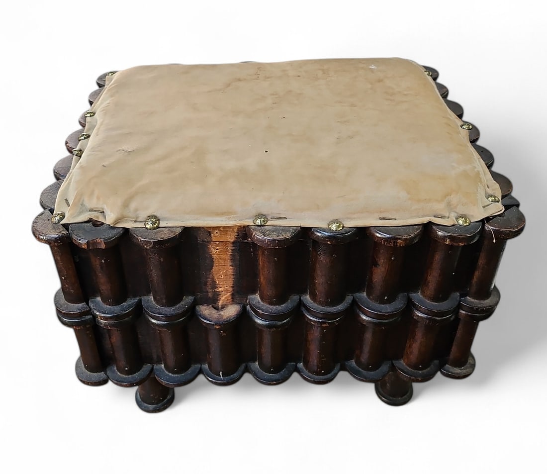 Antique Spool Footrest or Stool. (1 of 3)