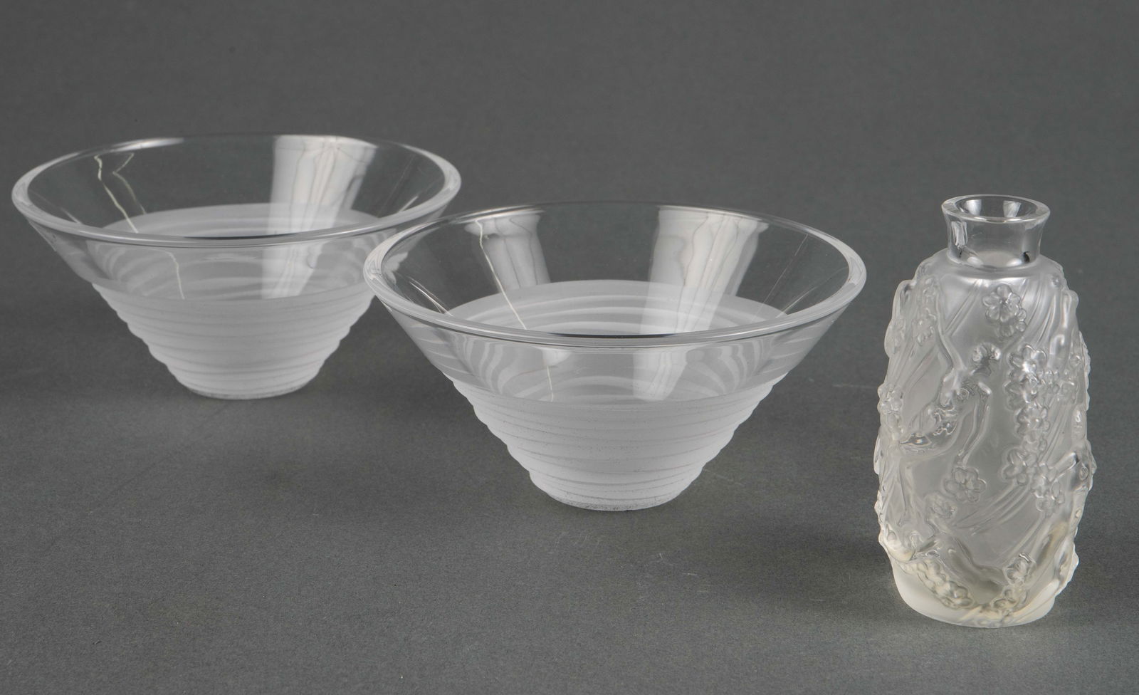 Frosted Crystal: Lalique Bud Vase & Salviati Bowls (1 of 9)