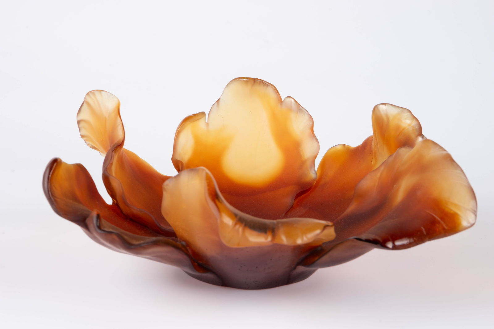 Daum Pate de Verre Amber Tulip Bowl w/ Box. (1 of 6)