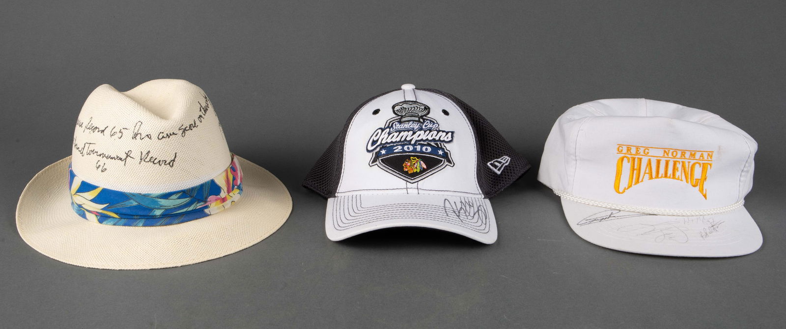 Lot: 3 Signed Hats- Greg Norman, Wayne Gretzky. (1 of 6)