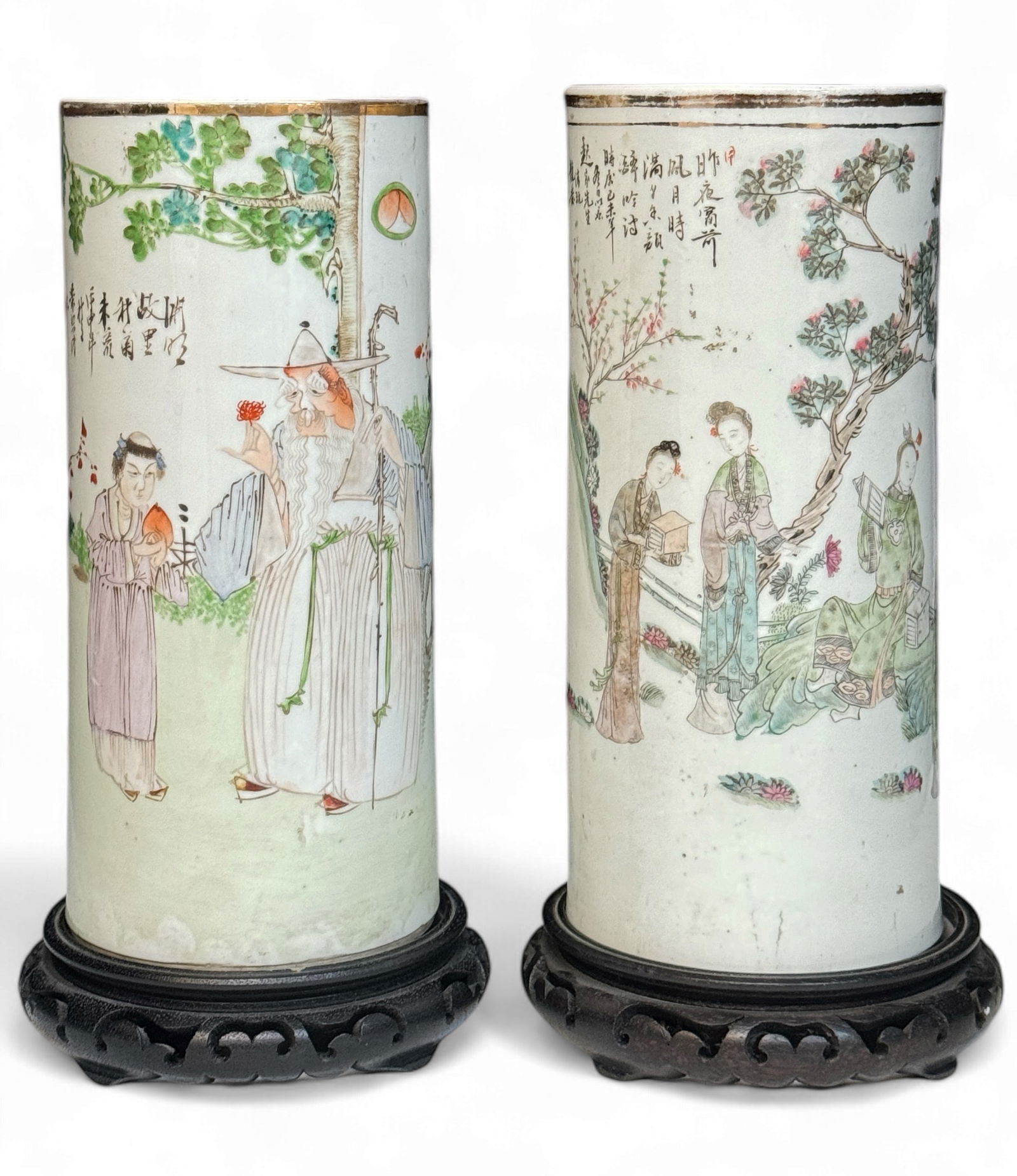 Matched Pair of Old Chinese Porcelain Hat Stands. (1 of 8)