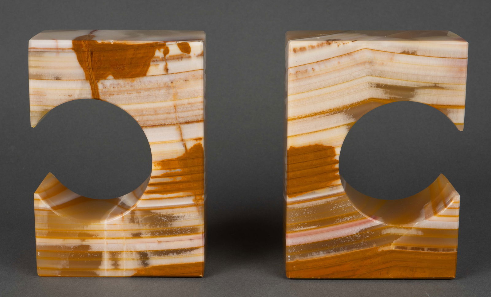 Pair of Italian Marbled Onyx Bookends. (1 of 6)