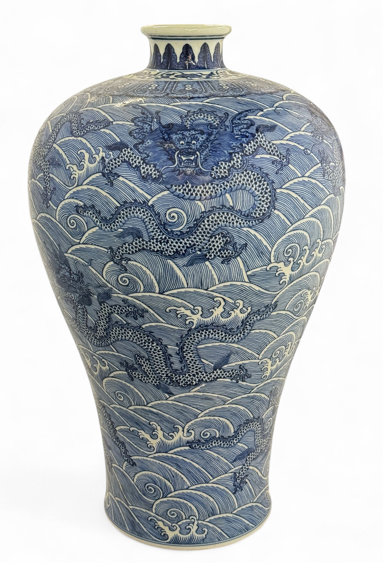Large Blue & White Porcelain Chinese Mei Ping Vase (1 of 6)