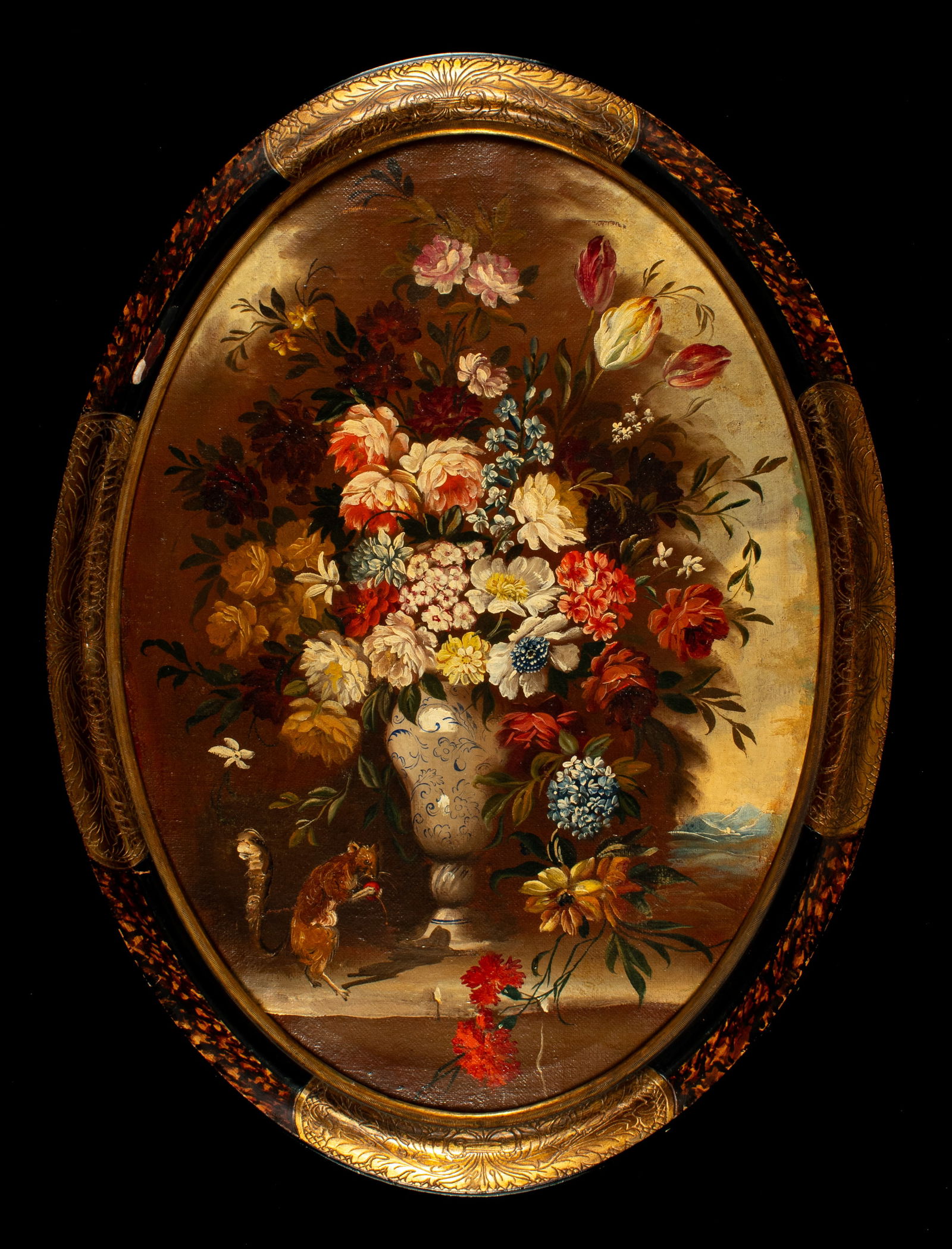 Large, Antique Oval Still Life Painting. (1 of 4)