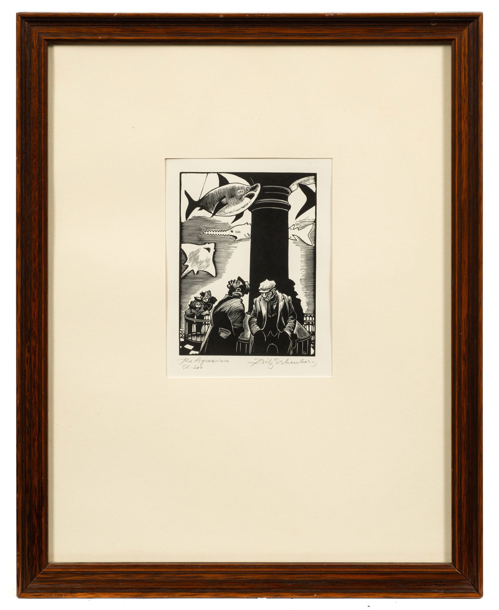 "The Aquarium", Fritz Eichenberg Woodblock Print. (1 of 6)