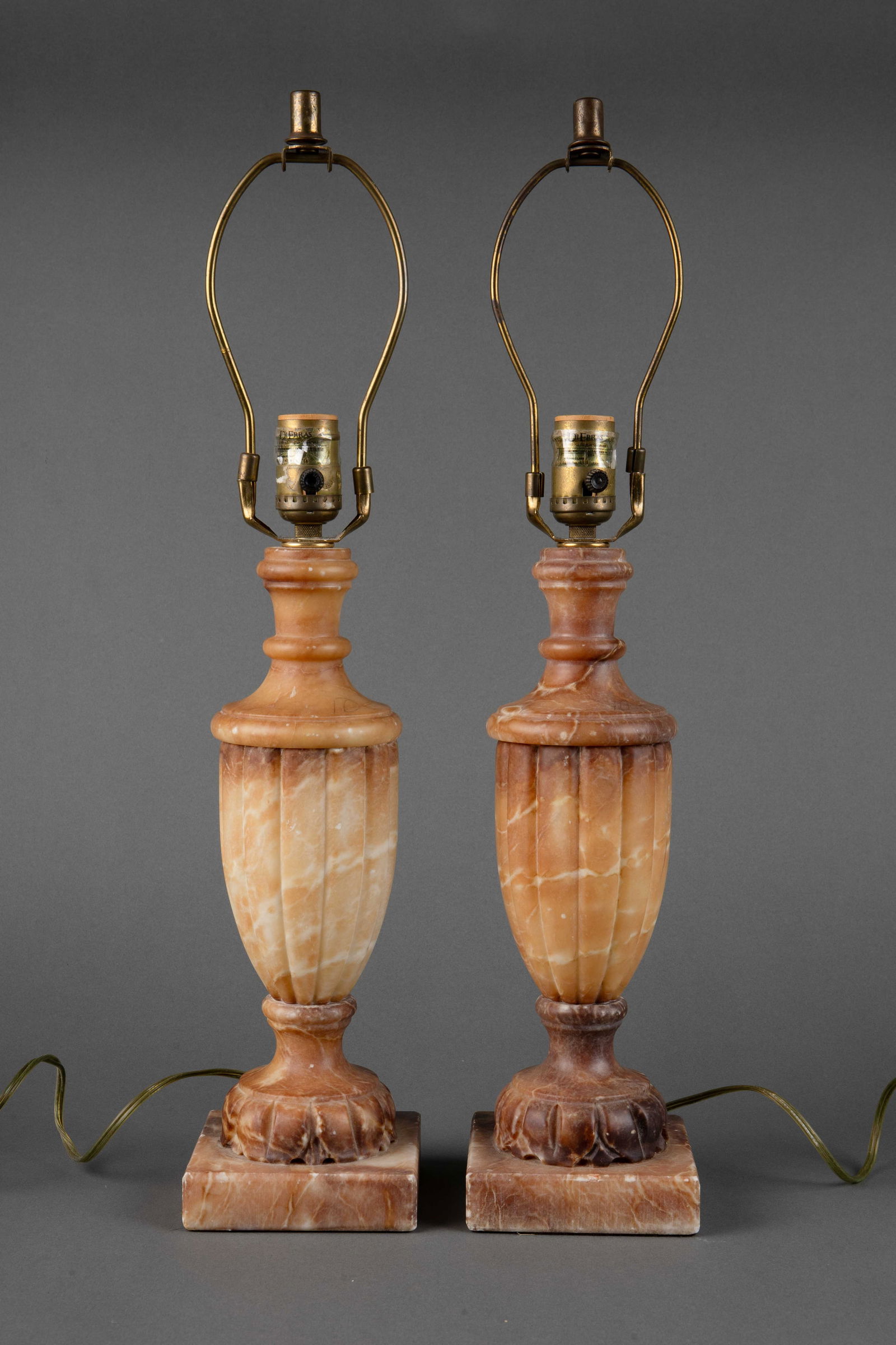 Pair of Sarreid Carved Alabaster Lamps. (1 of 12)