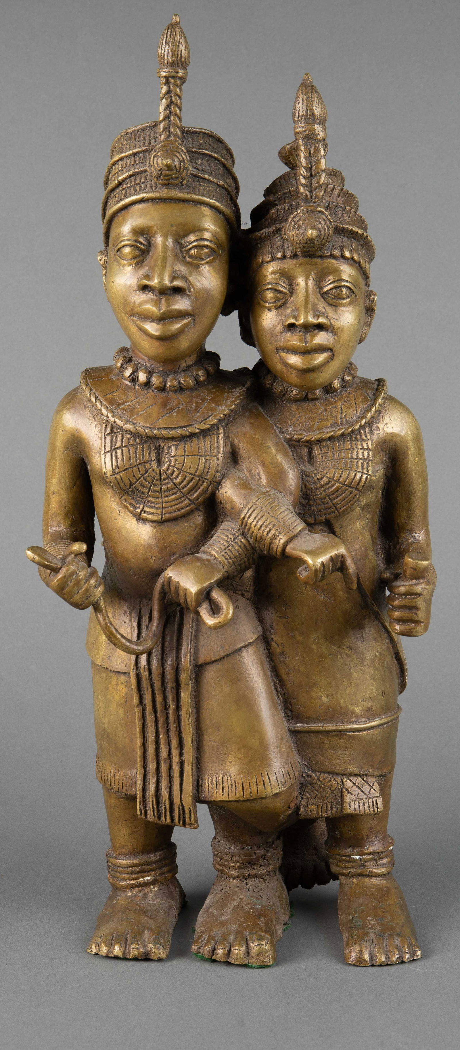 Benin Bronze of Interlocked Couple. (1 of 6)