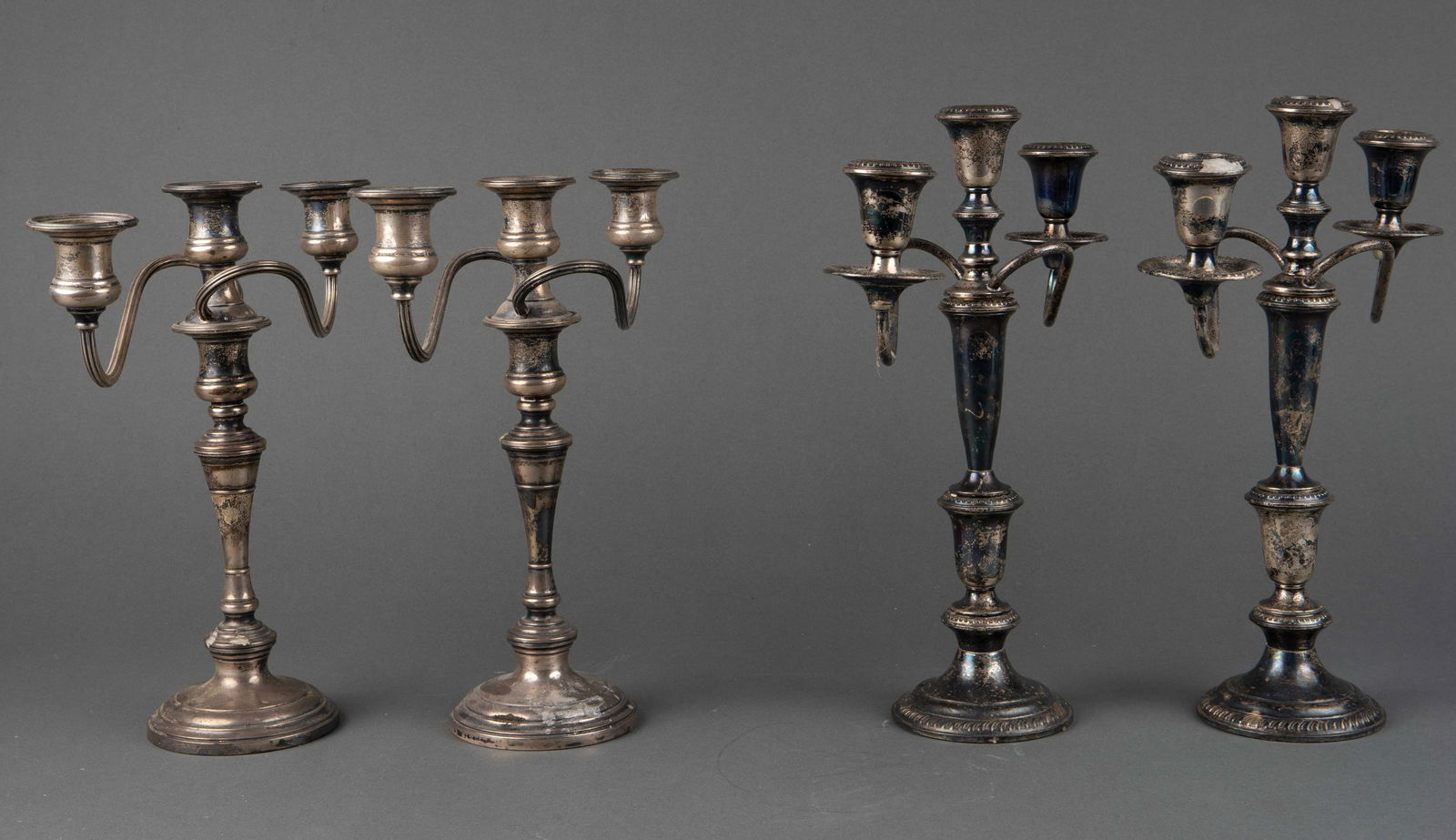 2 Pr. Sterling Weighted Candelabra - Empire, Kirk. (1 of 7)