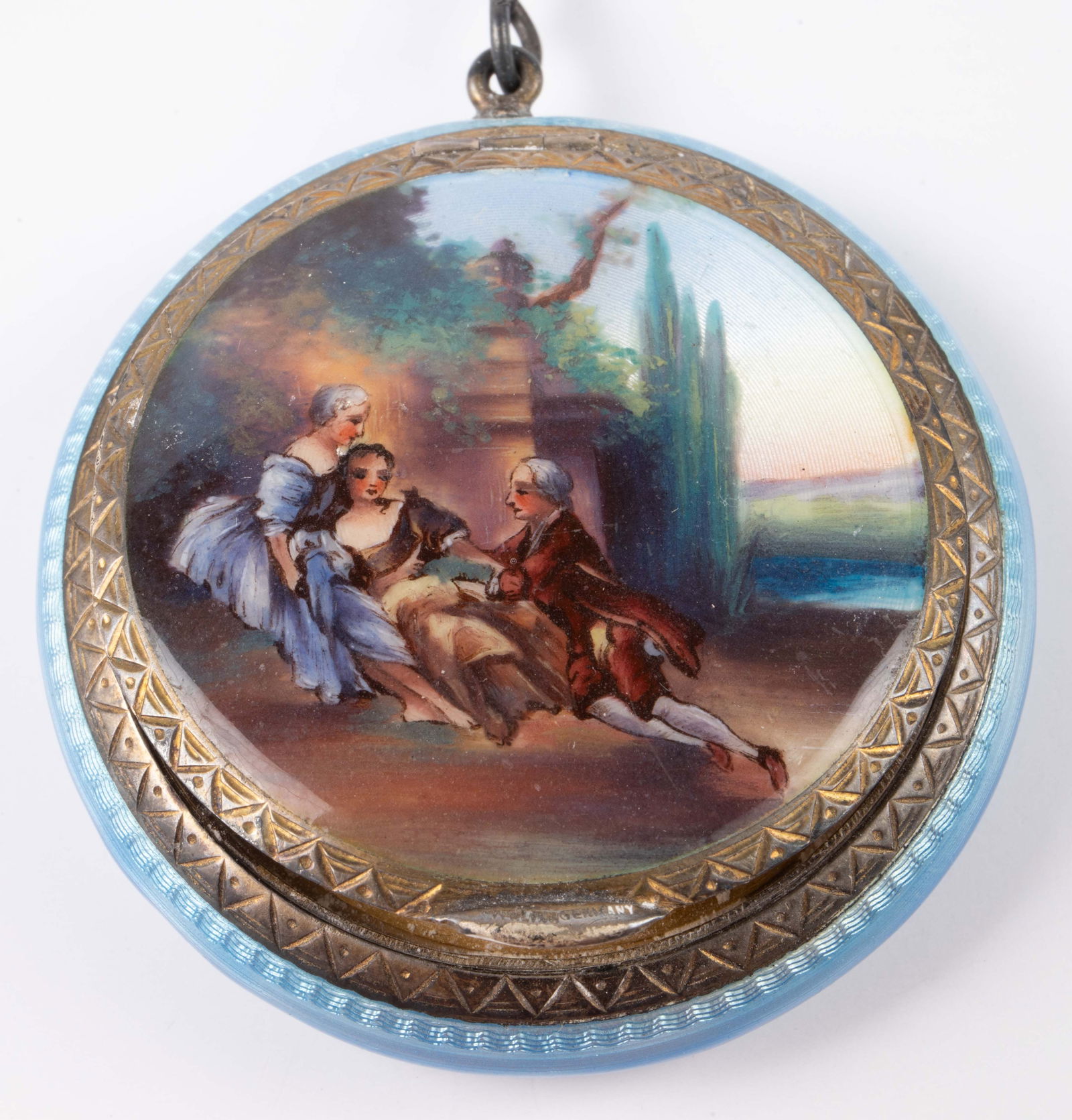 Antique Handpainted Silver & Enamel Compact. (1 of 4)