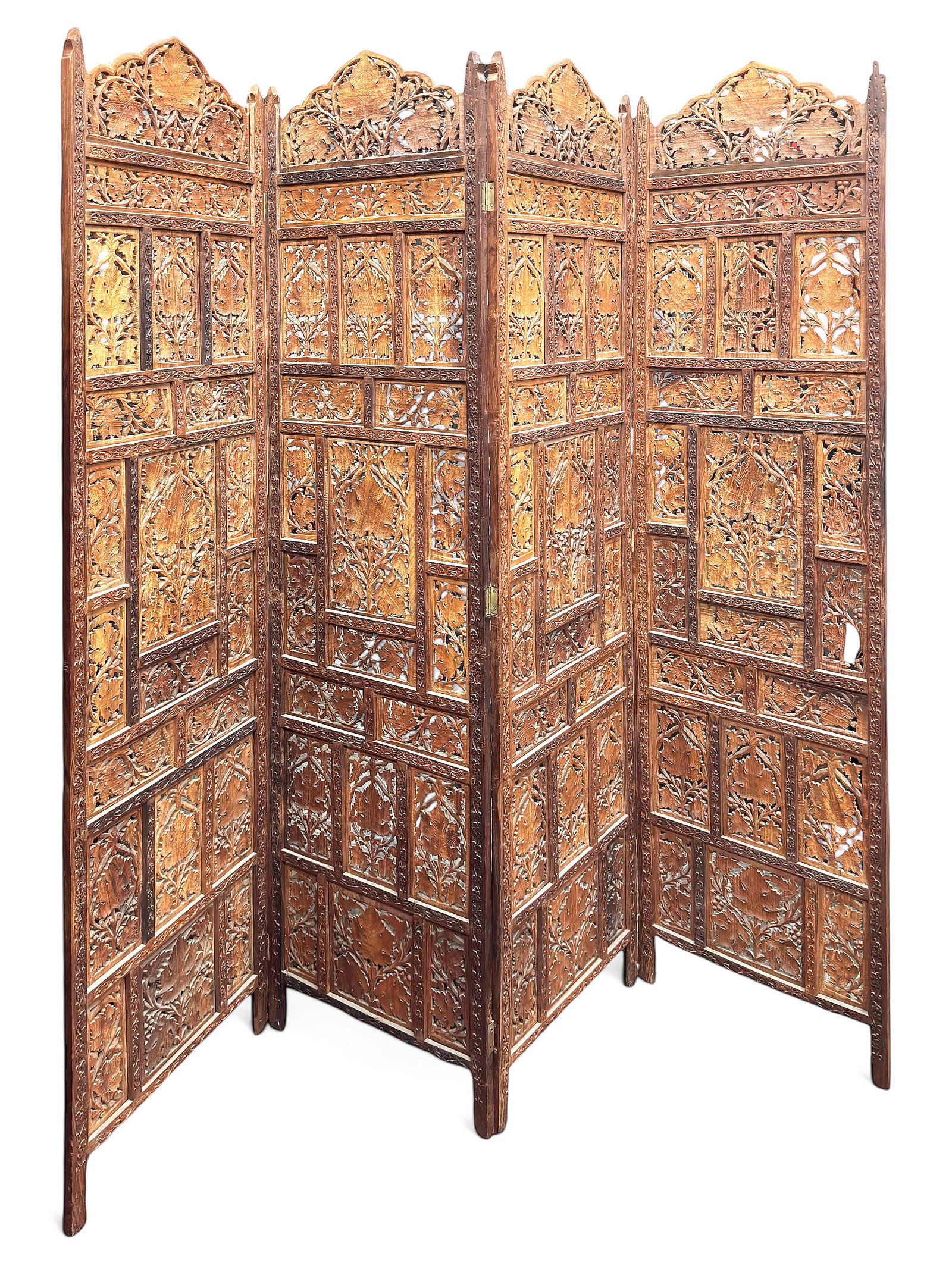Ornately Carved Indian Screen / Room Divider. (1 of 1)