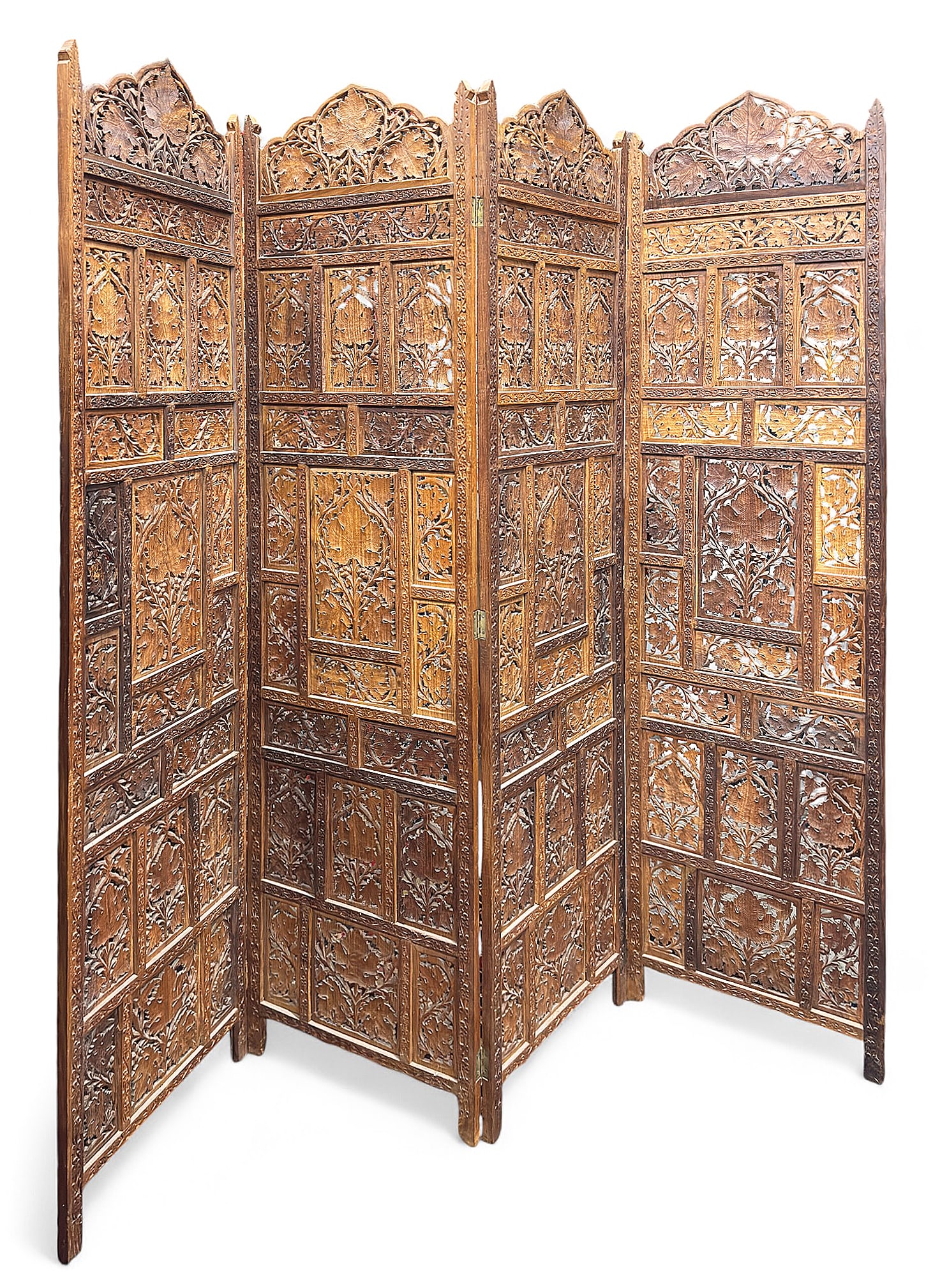 Ornately Carved Indian Screen / Room Divider. (1 of 1)